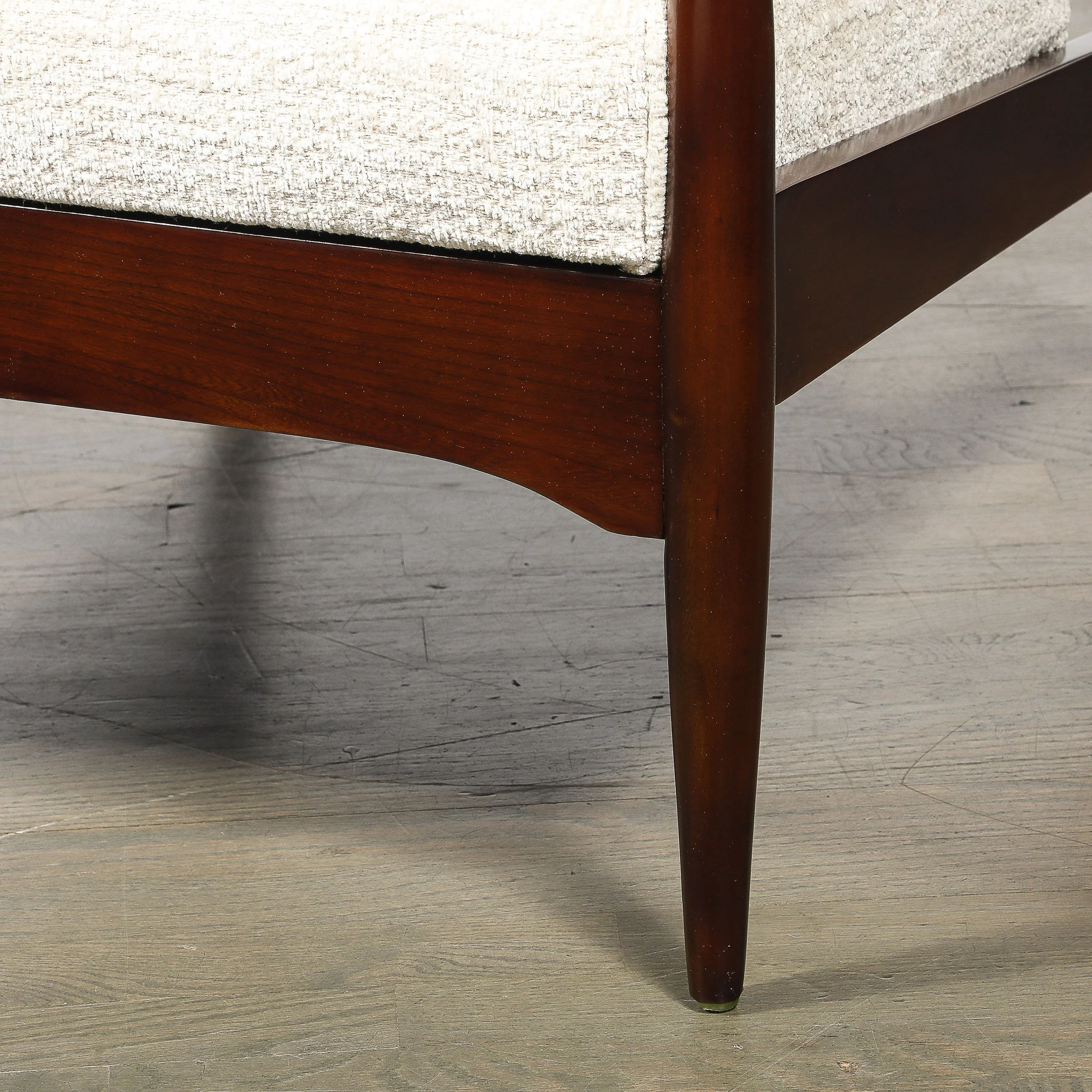 Pair of Mid-Century Modern Walnut Armchairs with Off-White Textural Upholstery — image 7