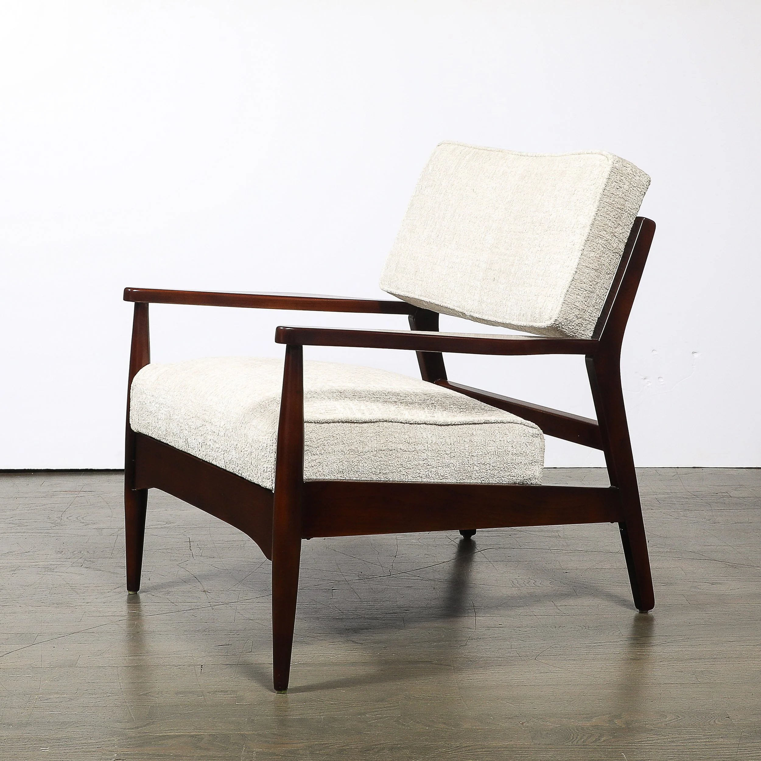 Pair of Mid-Century Modern Walnut Armchairs with Off-White Textural Upholstery — image 8