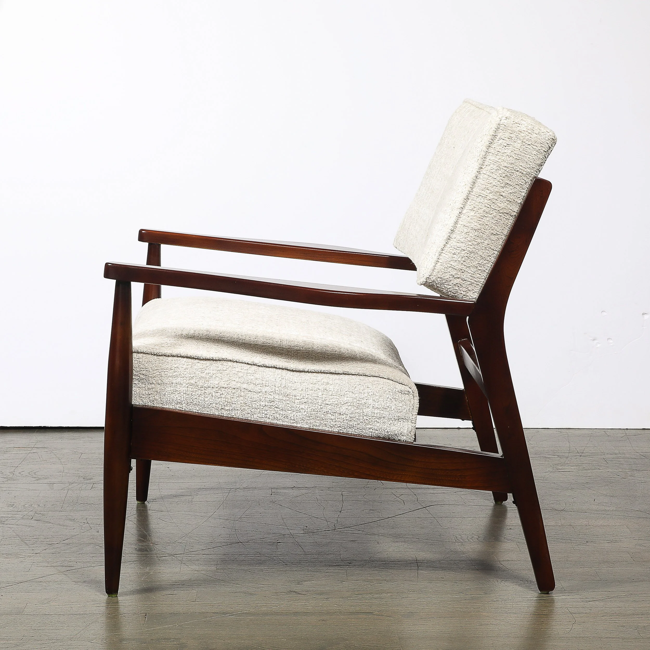 Pair of Mid-Century Modern Walnut Armchairs with Off-White Textural Upholstery — image 9