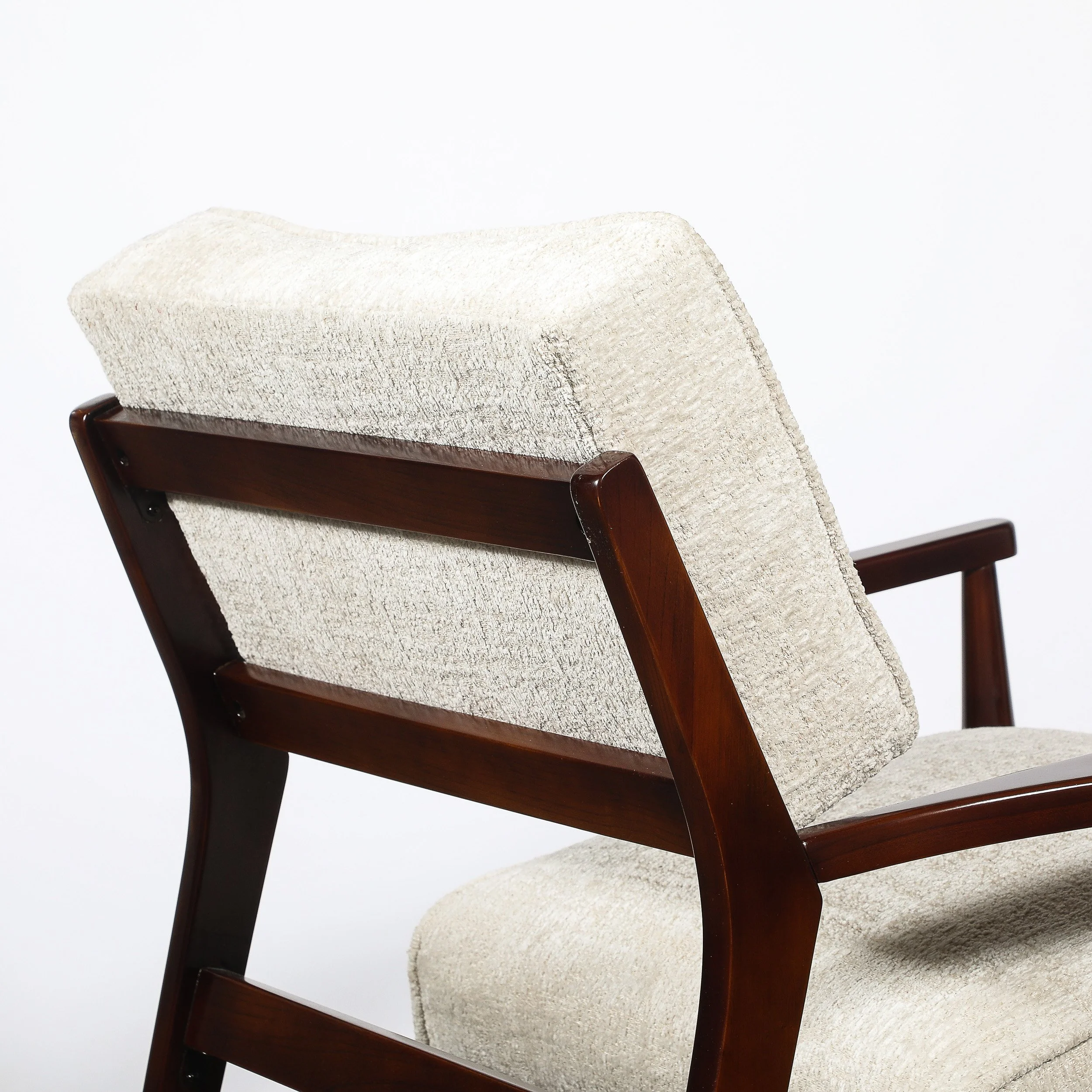 Pair of Mid-Century Modern Walnut Armchairs with Off-White Textural Upholstery — image 10