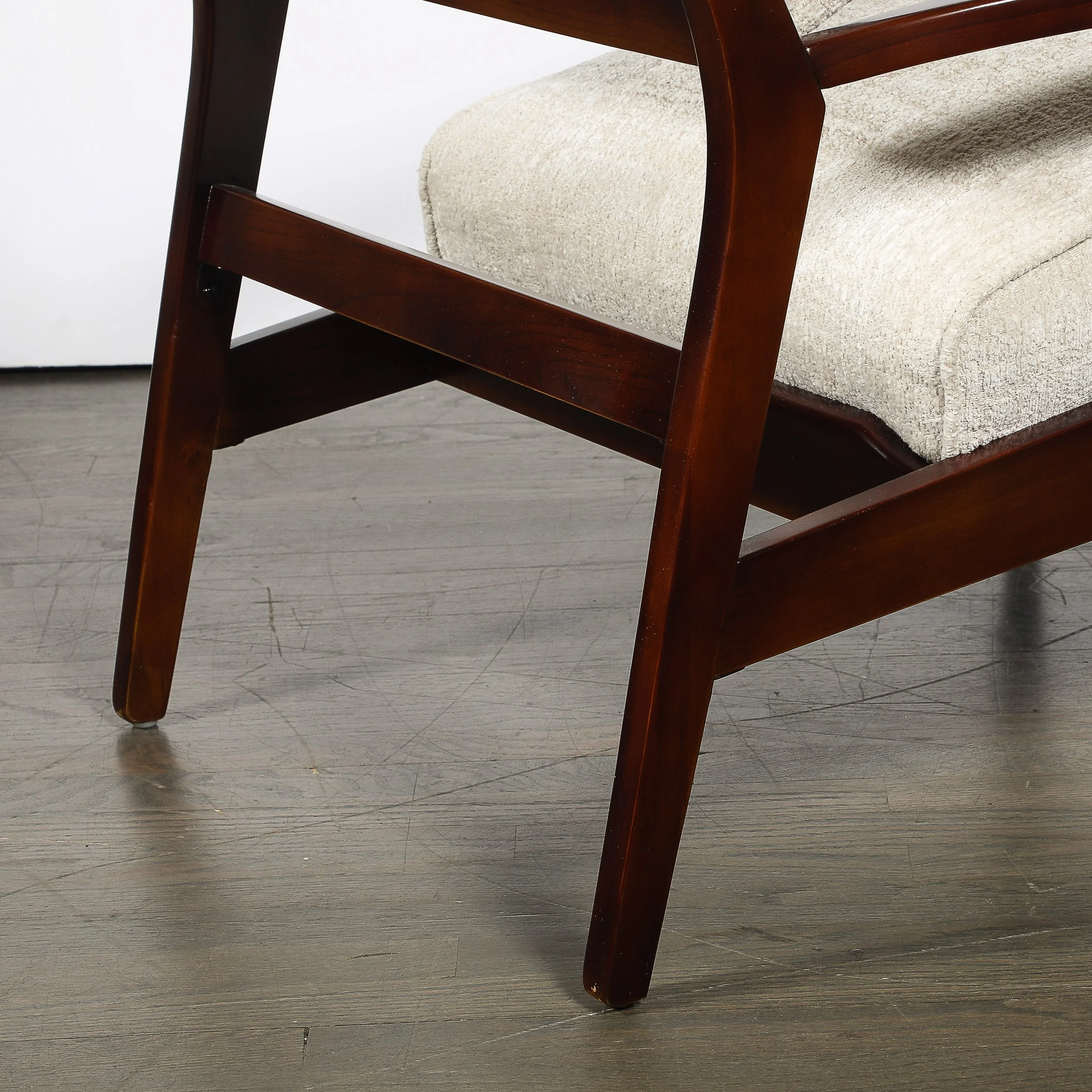 Pair of Mid-Century Modern Walnut Armchairs with Off-White Textural Upholstery — image 11