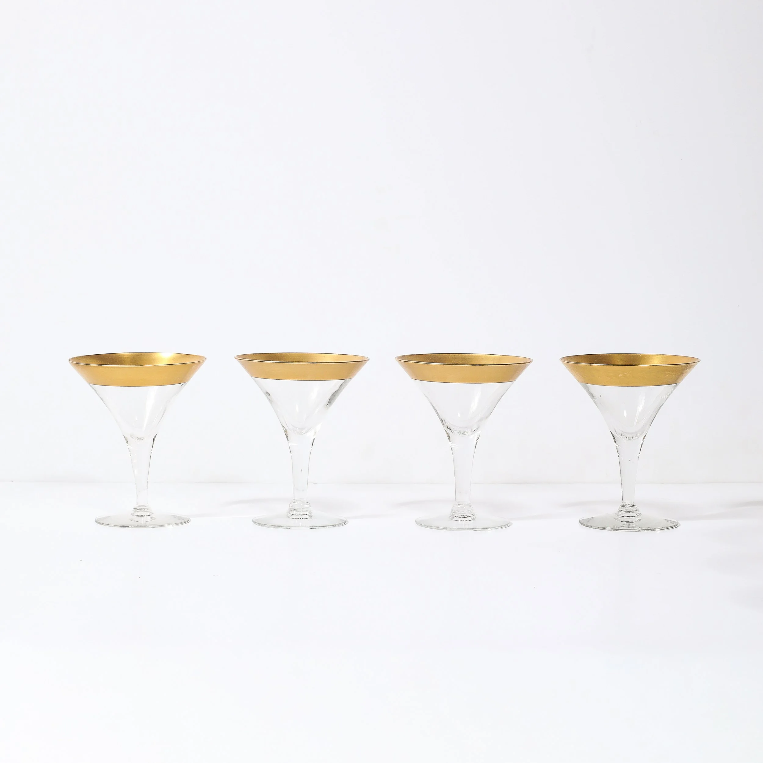 Set of 8 Mid-Century Modernist Gilt Rimmed Martini Glasses by Dorothy Thorpe — image 6