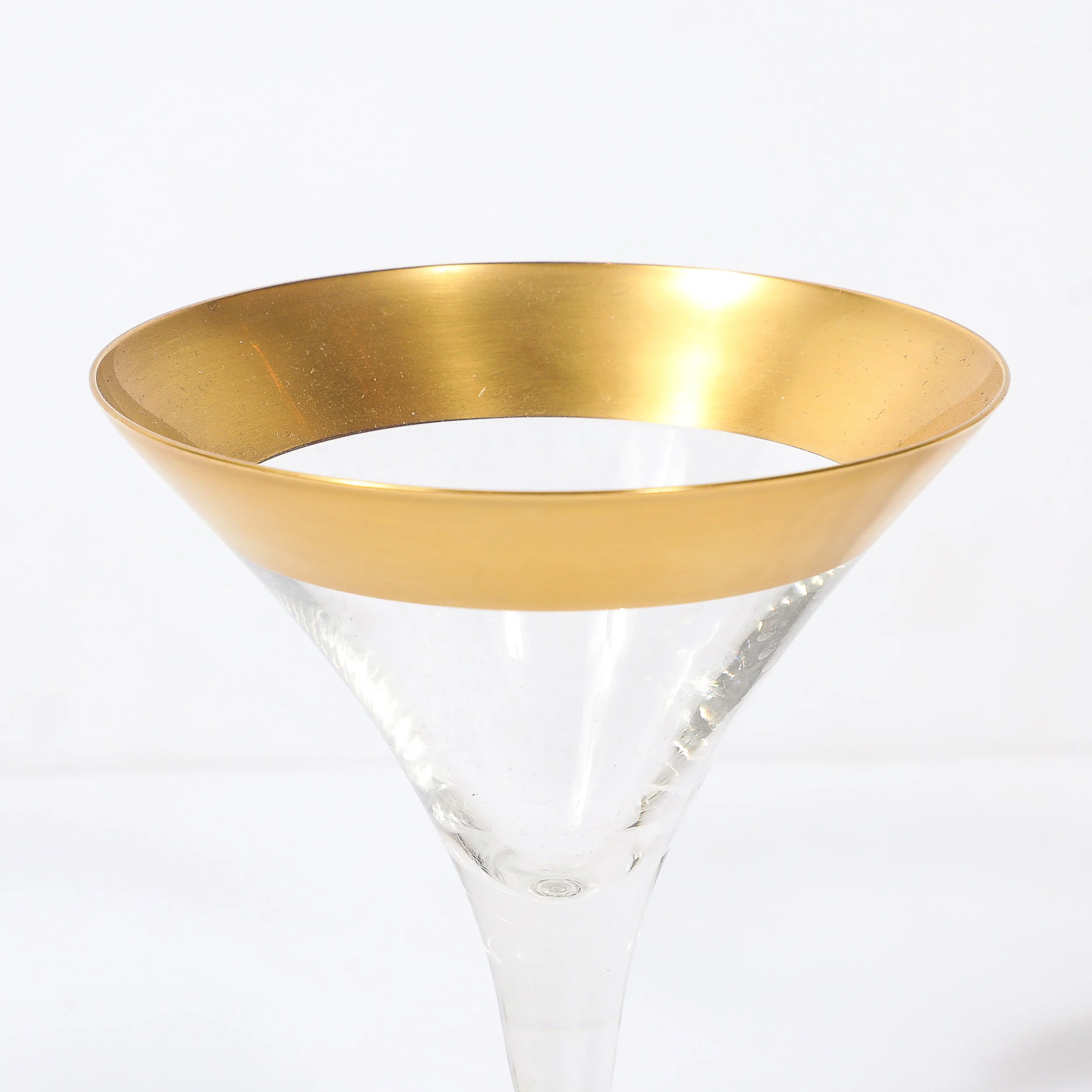 Set of 8 Mid-Century Modernist Gilt Rimmed Martini Glasses by Dorothy Thorpe — image 8
