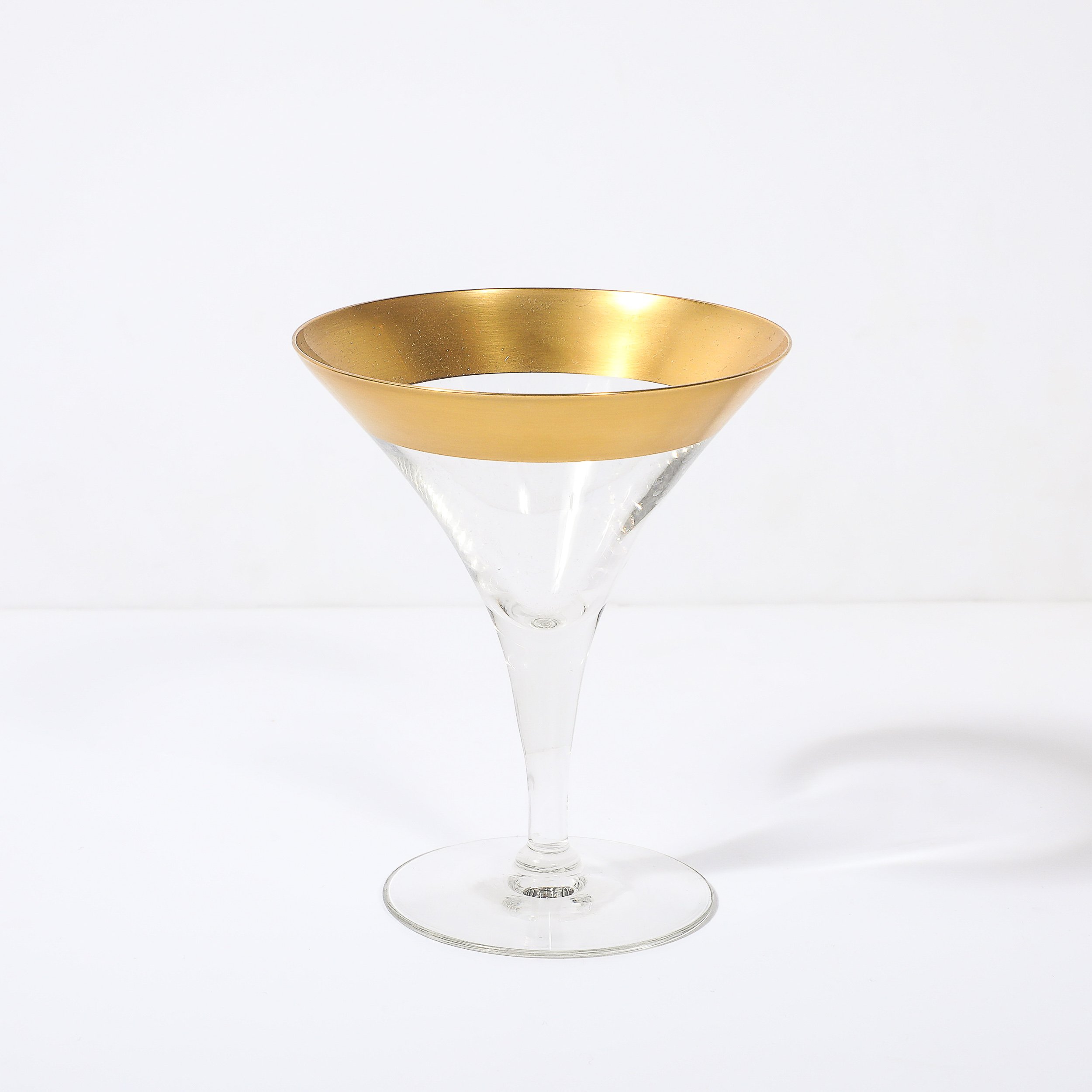 Set of 8 Mid-Century Modernist Gilt Rimmed Martini Glasses by Dorothy Thorpe — image 9