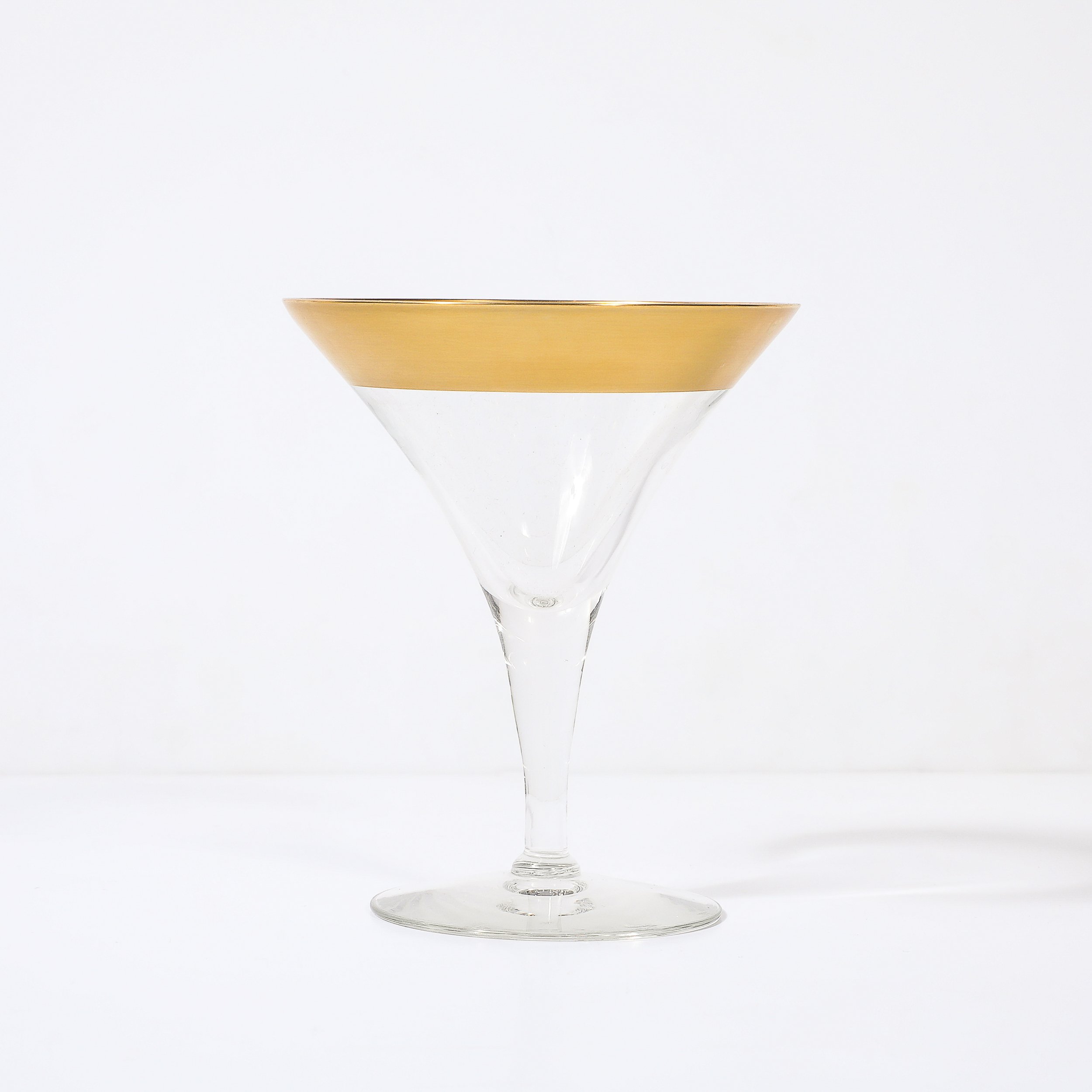 Set of 8 Mid-Century Modernist Gilt Rimmed Martini Glasses by Dorothy Thorpe — image 10