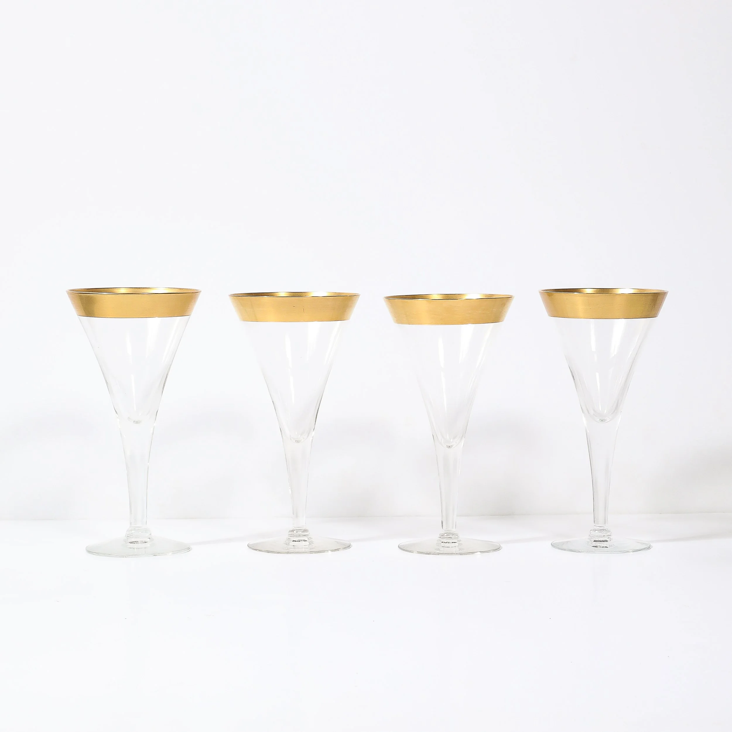Set of 12 Mid-Century Modernist Gilt Rimmed Water Glasses By Dorothy Thorpe — image 5
