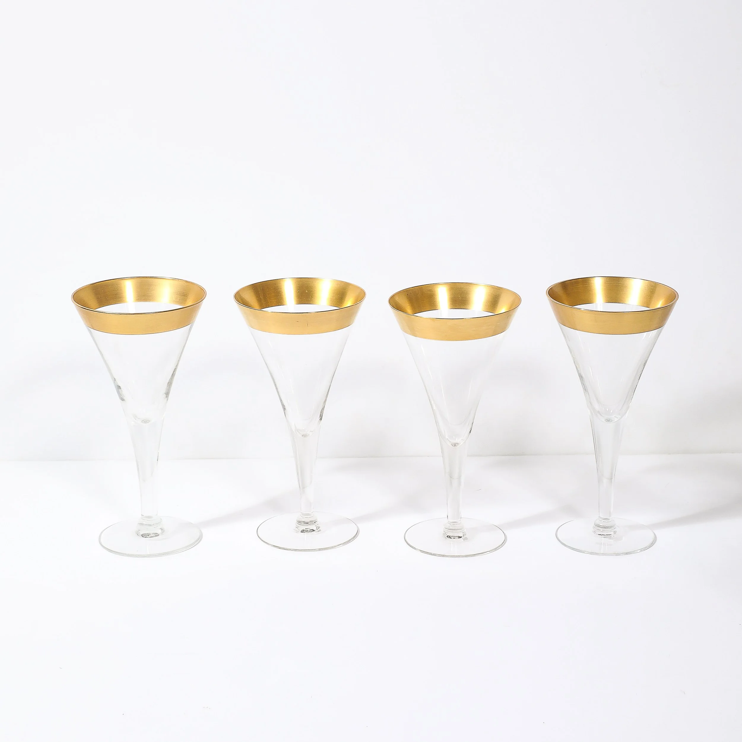 Set of 12 Mid-Century Modernist Gilt Rimmed Water Glasses By Dorothy Thorpe — image 6