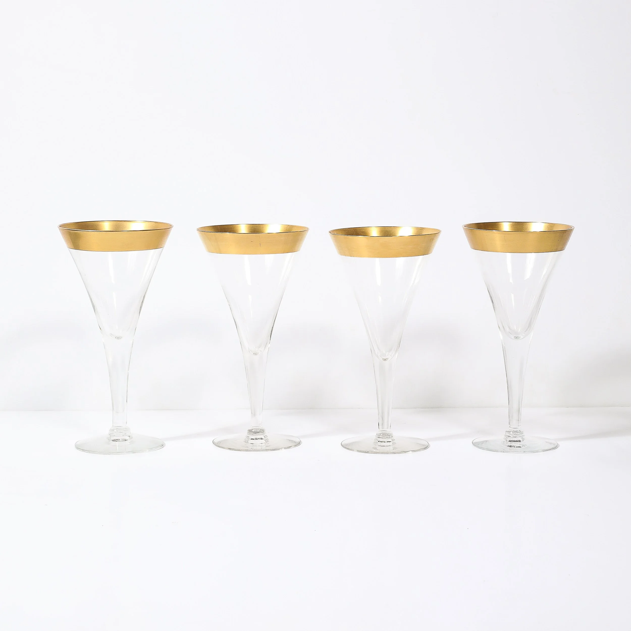 Set of 12 Mid-Century Modernist Gilt Rimmed Water Glasses By Dorothy Thorpe — image 7