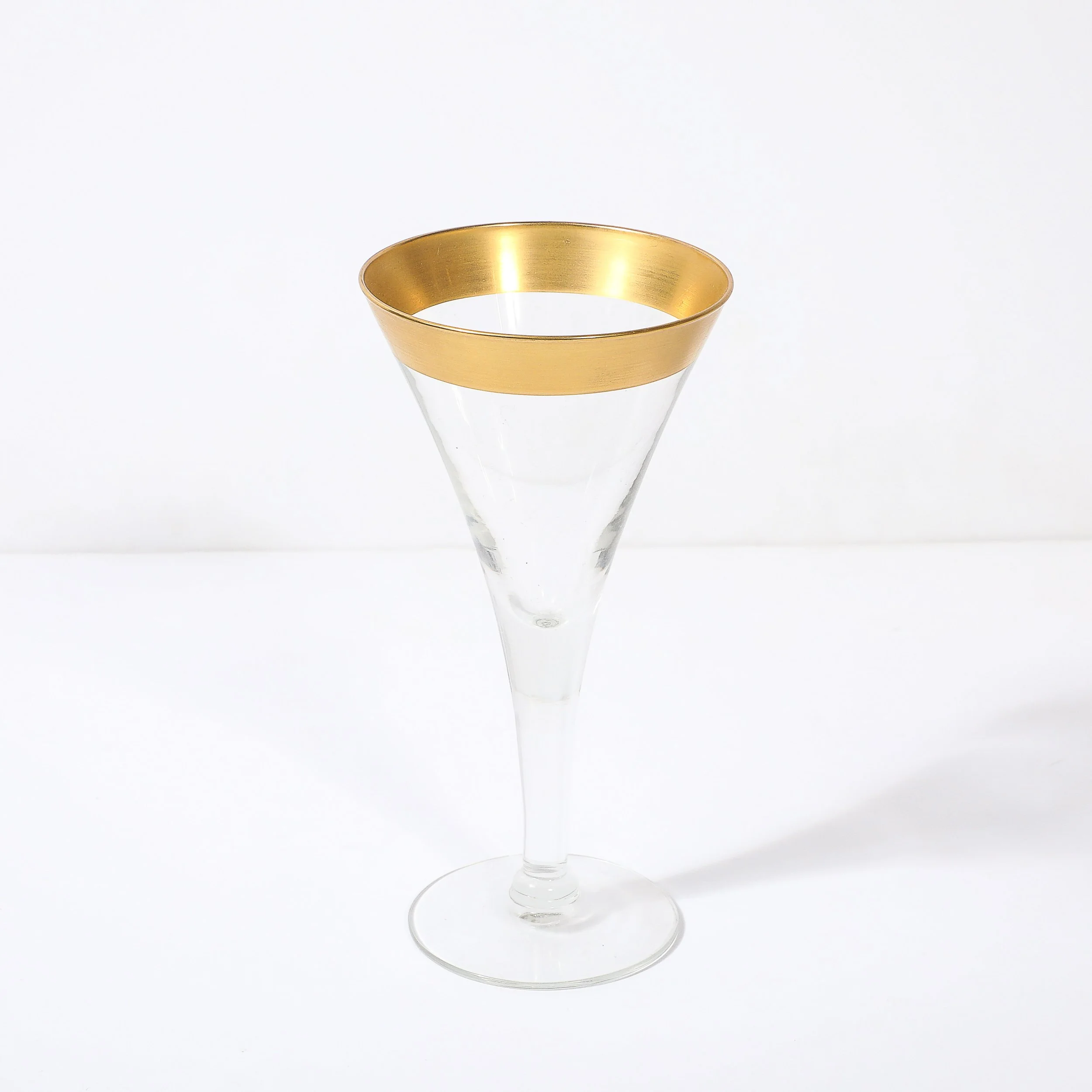 Set of 12 Mid-Century Modernist Gilt Rimmed Water Glasses By Dorothy Thorpe — image 8