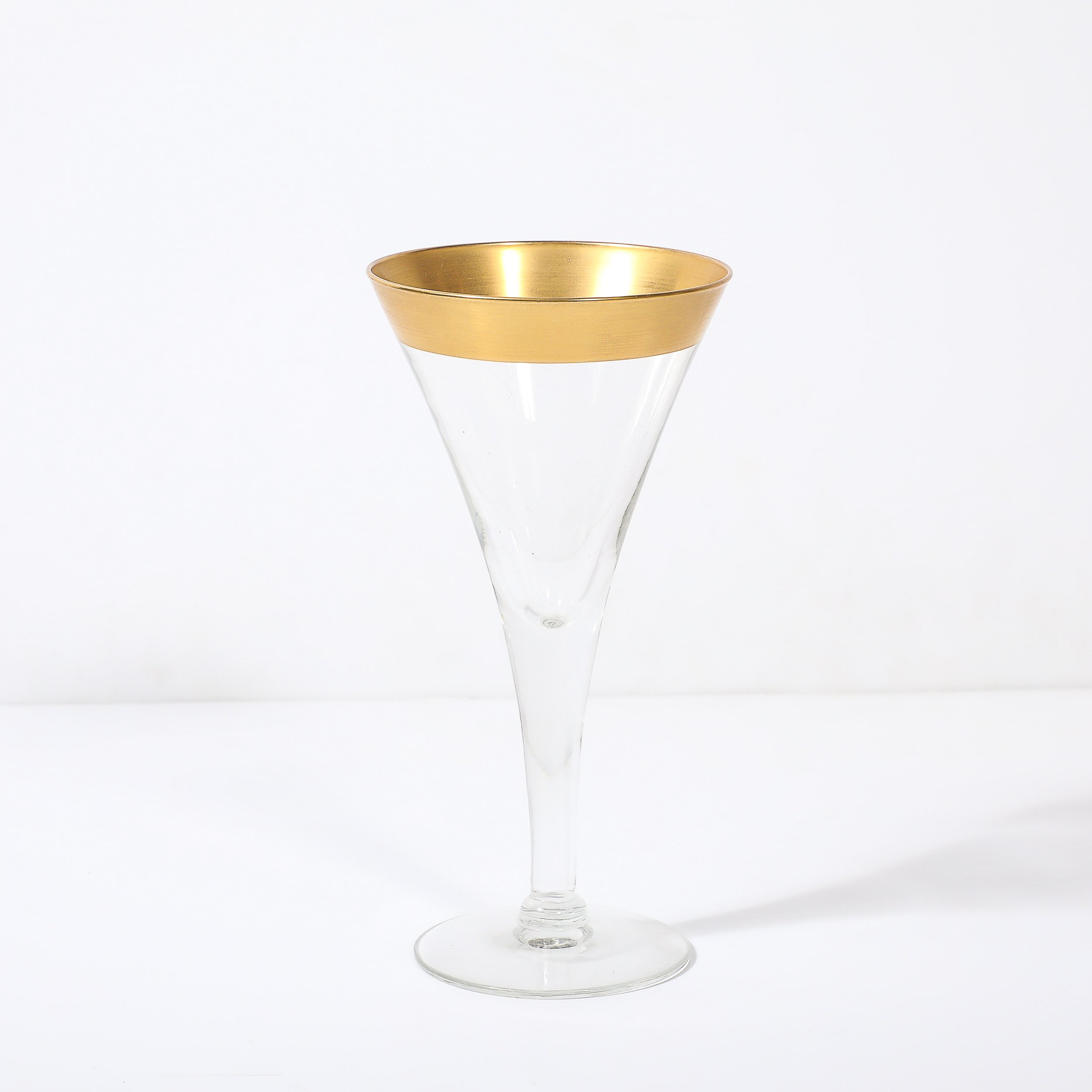 Set of 12 Mid-Century Modernist Gilt Rimmed Water Glasses By Dorothy Thorpe — image 9