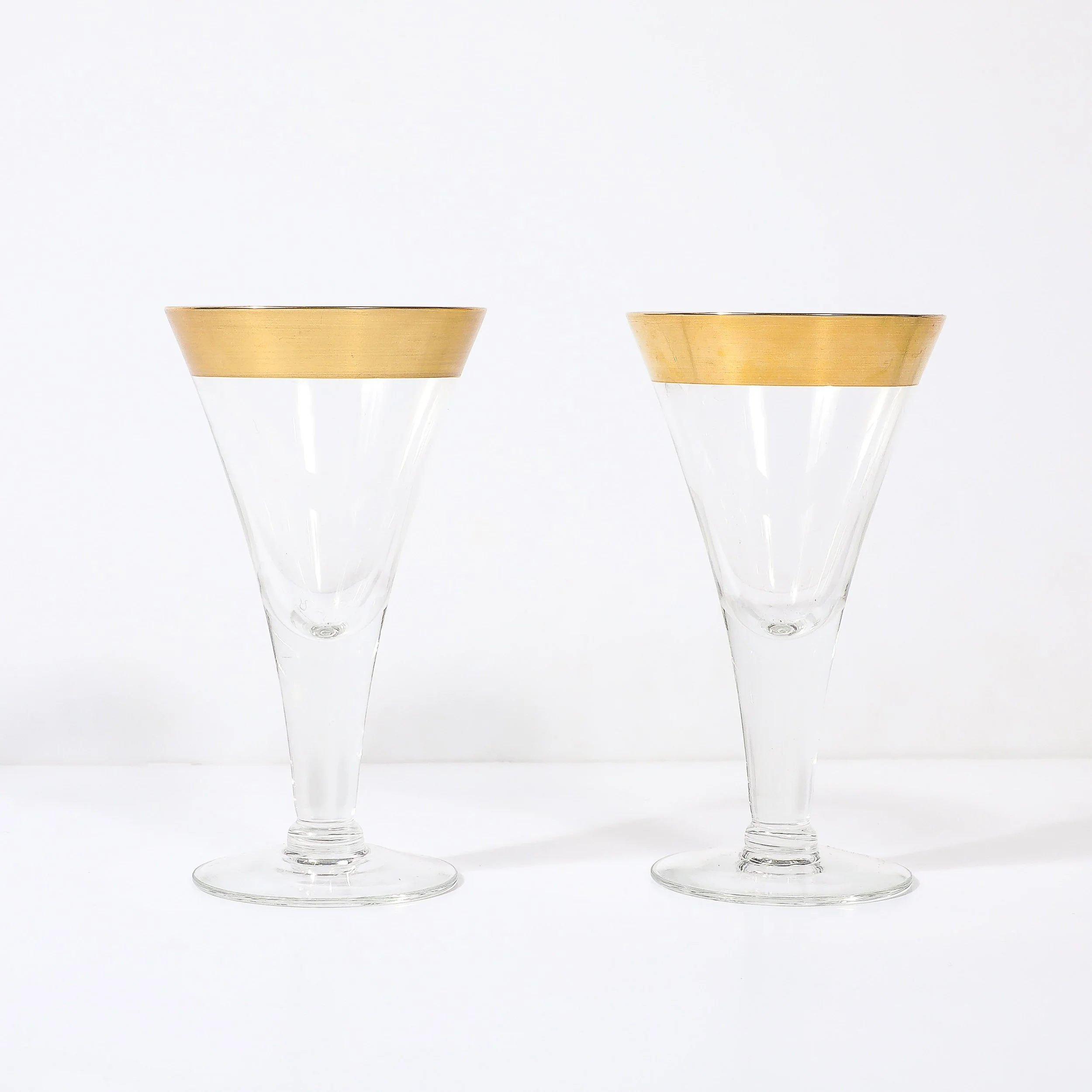 Set of 6 Mid-Century Modernist Gilt Rimmed Wine Glasses By Dorothy Thorpe — image 6