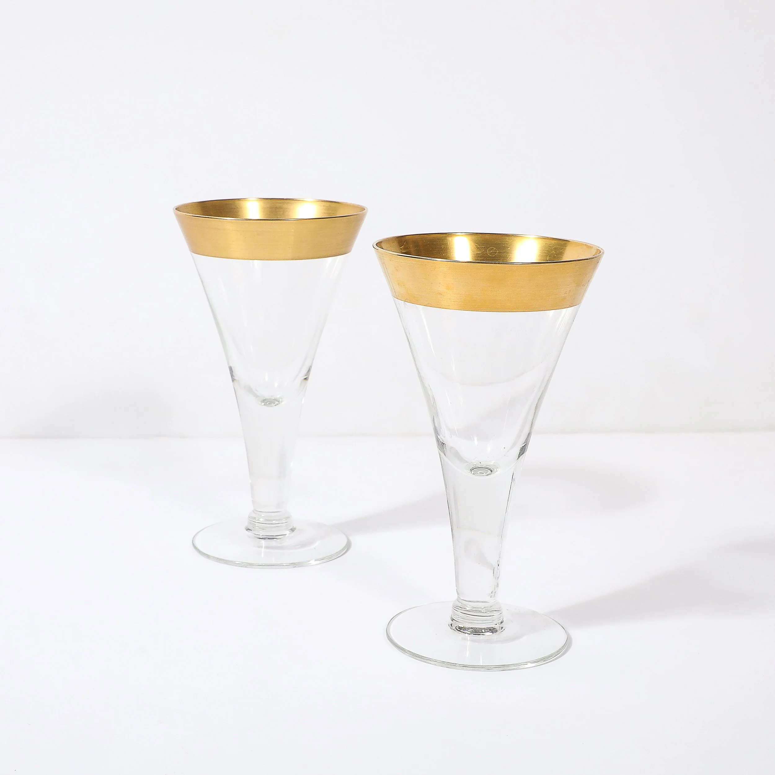 Set of 6 Mid-Century Modernist Gilt Rimmed Wine Glasses By Dorothy Thorpe — image 8