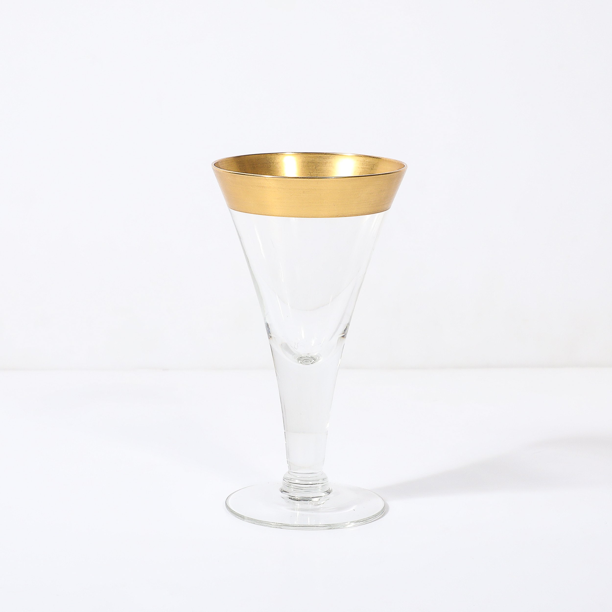 Set of 6 Mid-Century Modernist Gilt Rimmed Wine Glasses By Dorothy Thorpe — image 10