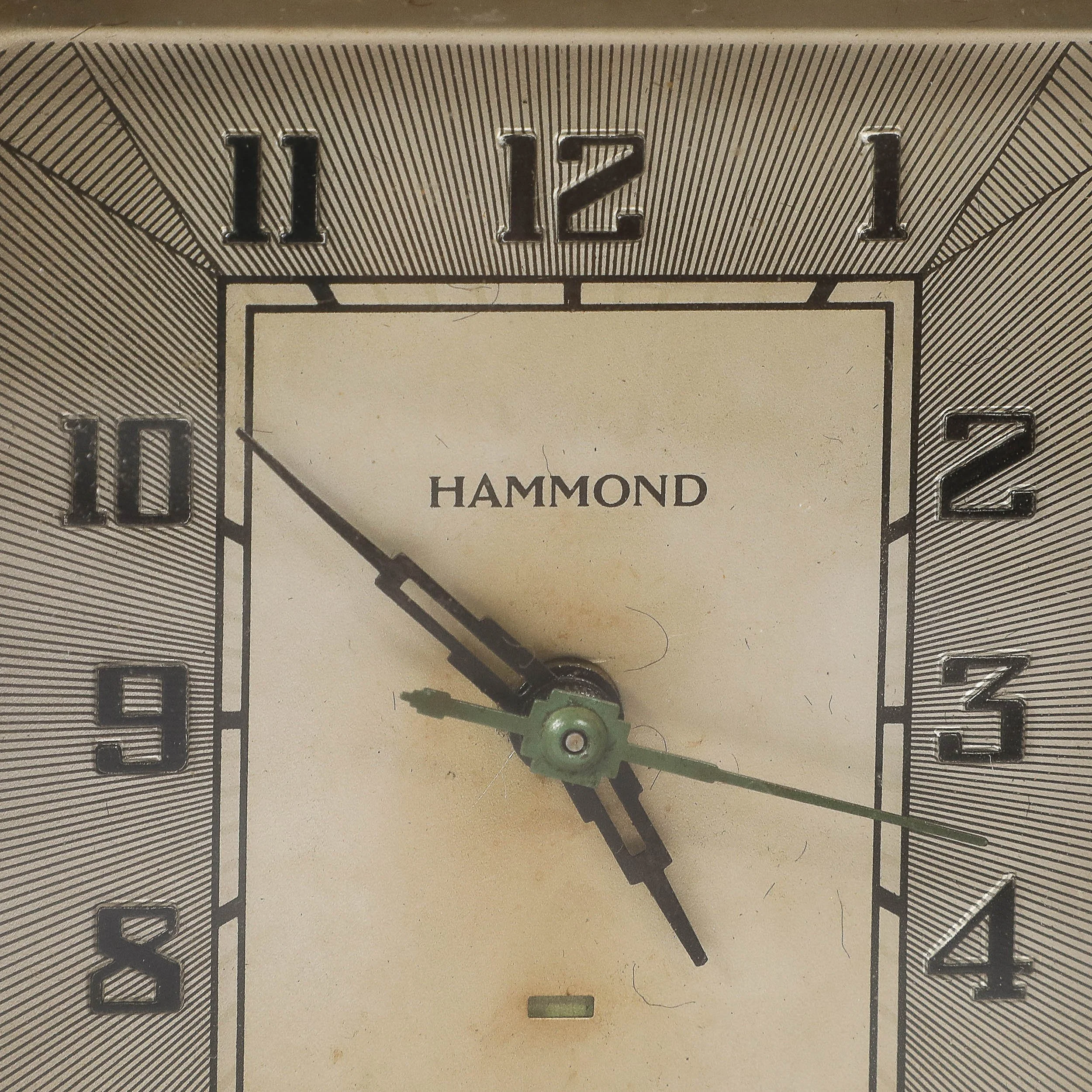 Art Deco Skyscraper Style Hammond Bakelite Electric Clock w/ Day Date Function — image 3