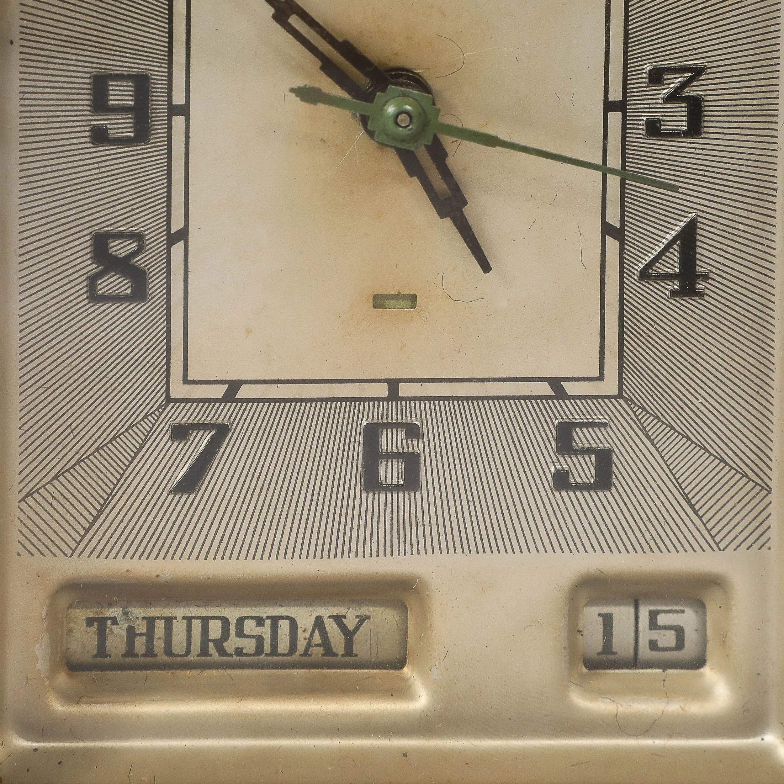 Art Deco Skyscraper Style Hammond Bakelite Electric Clock w/ Day Date Function — image 4