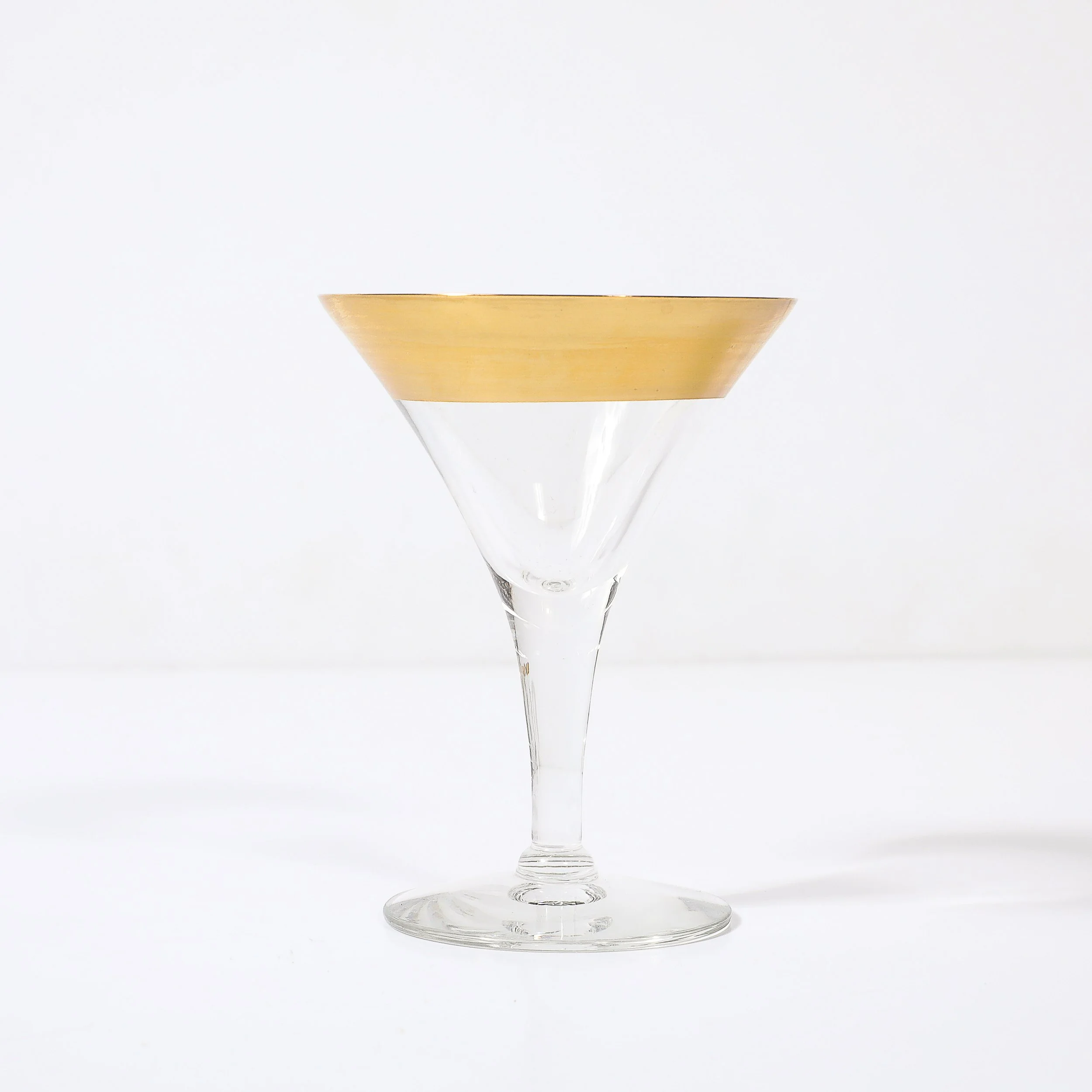 Set of 12 Mid-Century Modernist Gilt Rimmed Coupe Glasses By Dorothy Thorpe — image 9