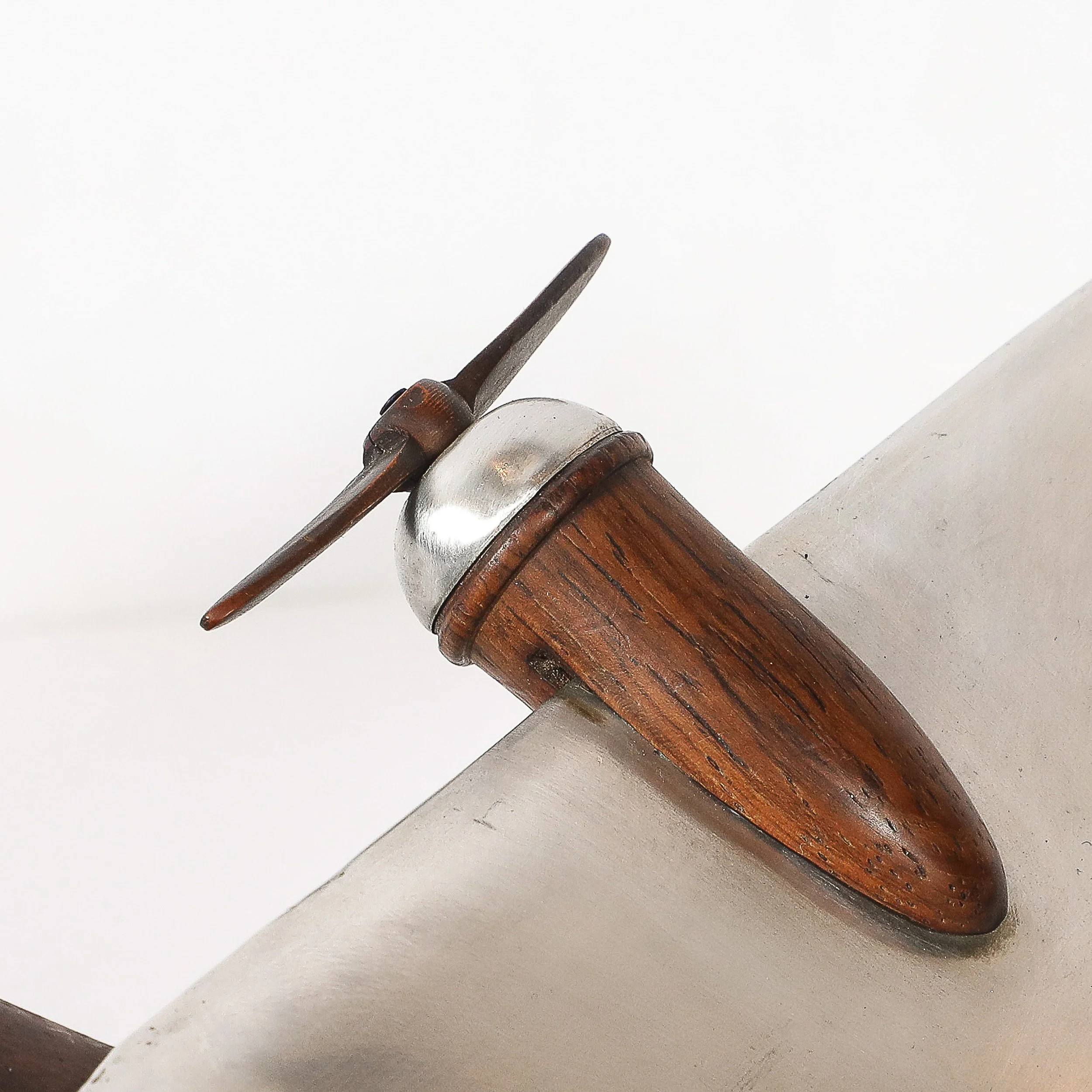 Art Deco Anthoine Art Bois Carved Wood and Metal Seaplane Model on Stand — image 6