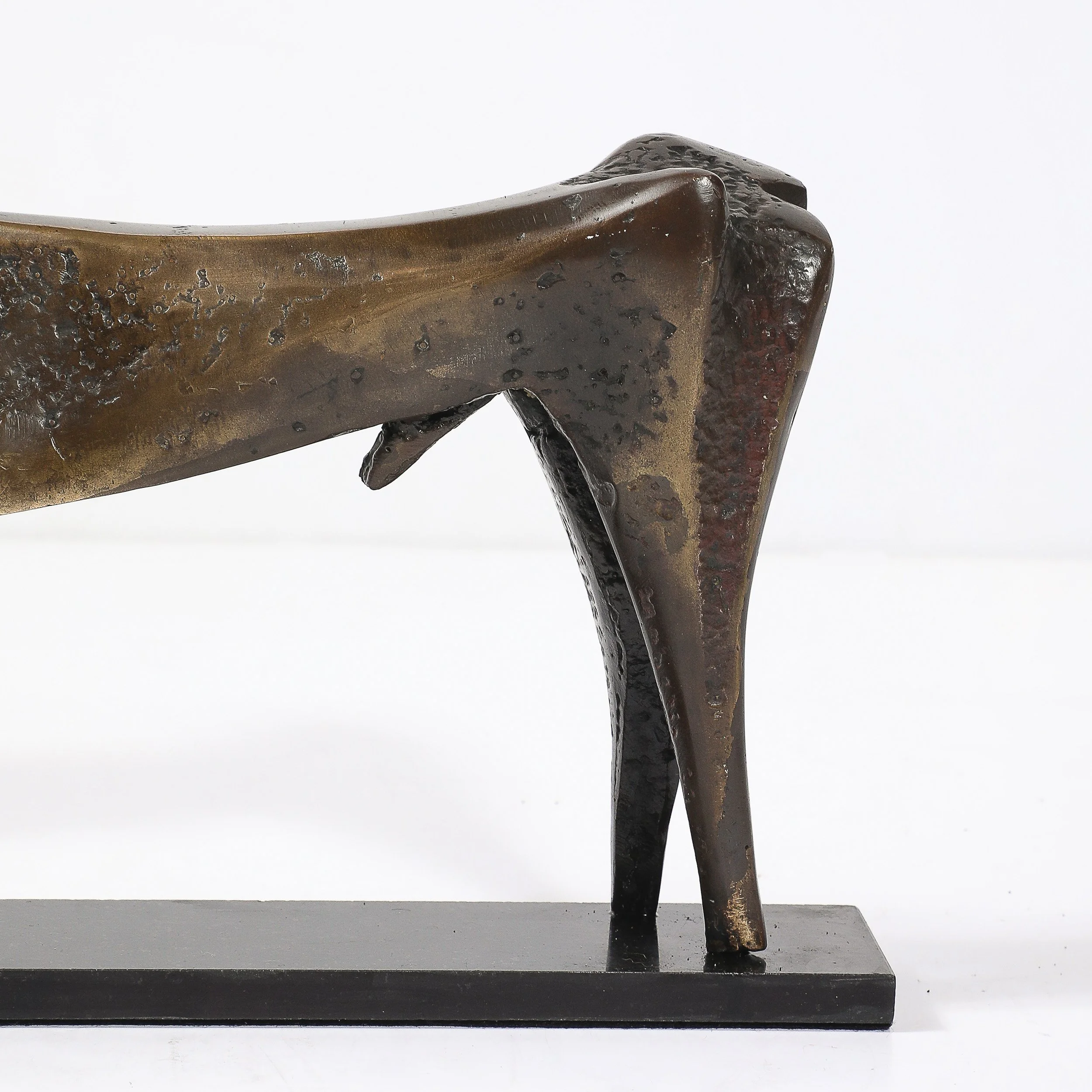Mid-Century Modernist Bronze Deer Sculpture signed Aharon Bezalel — image 2