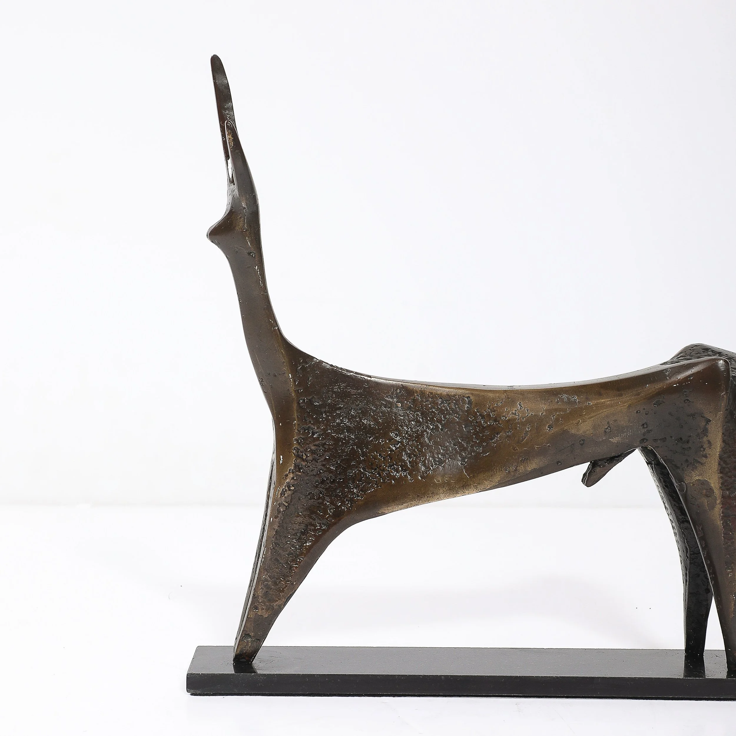 Mid-Century Modernist Bronze Deer Sculpture signed Aharon Bezalel — image 3