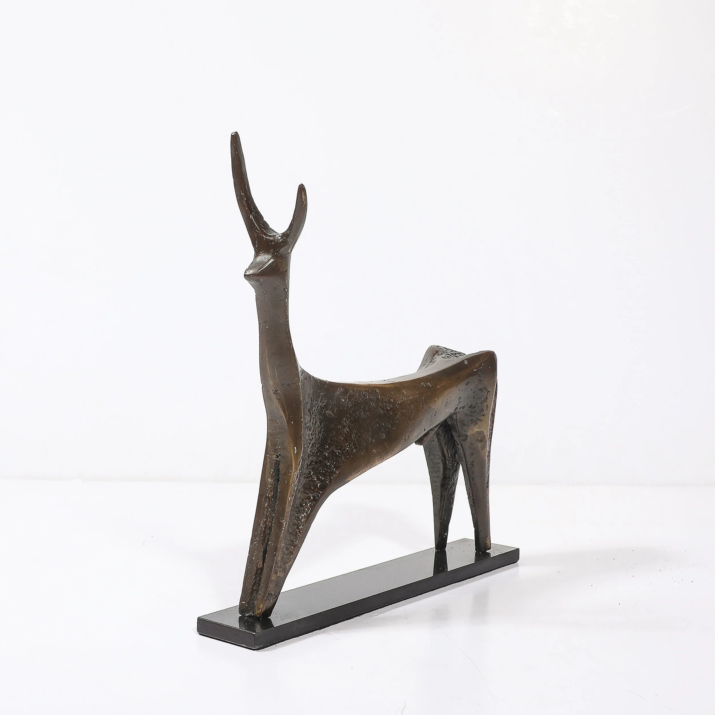 Mid-Century Modernist Bronze Deer Sculpture signed Aharon Bezalel — image 4