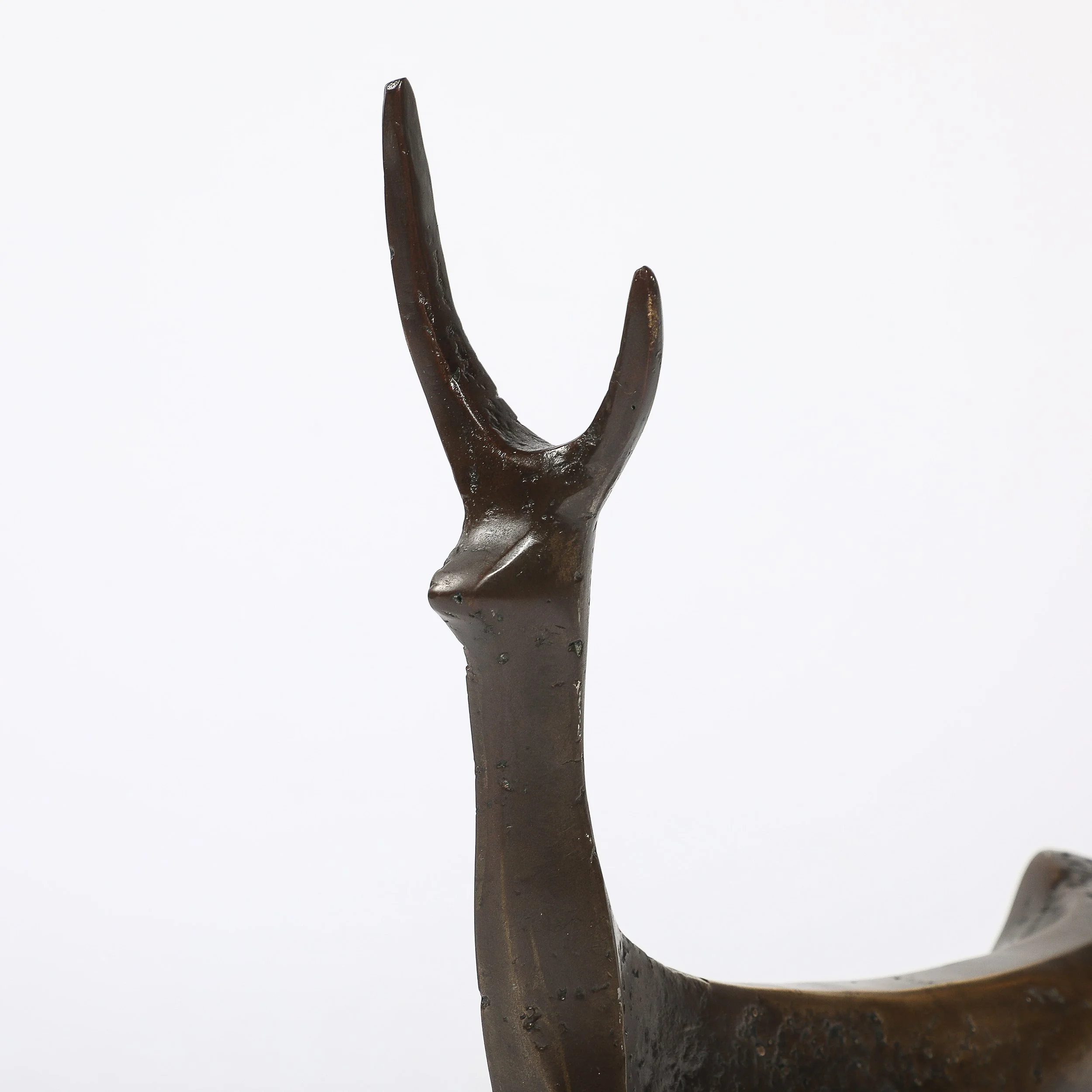 Mid-Century Modernist Bronze Deer Sculpture signed Aharon Bezalel — image 5