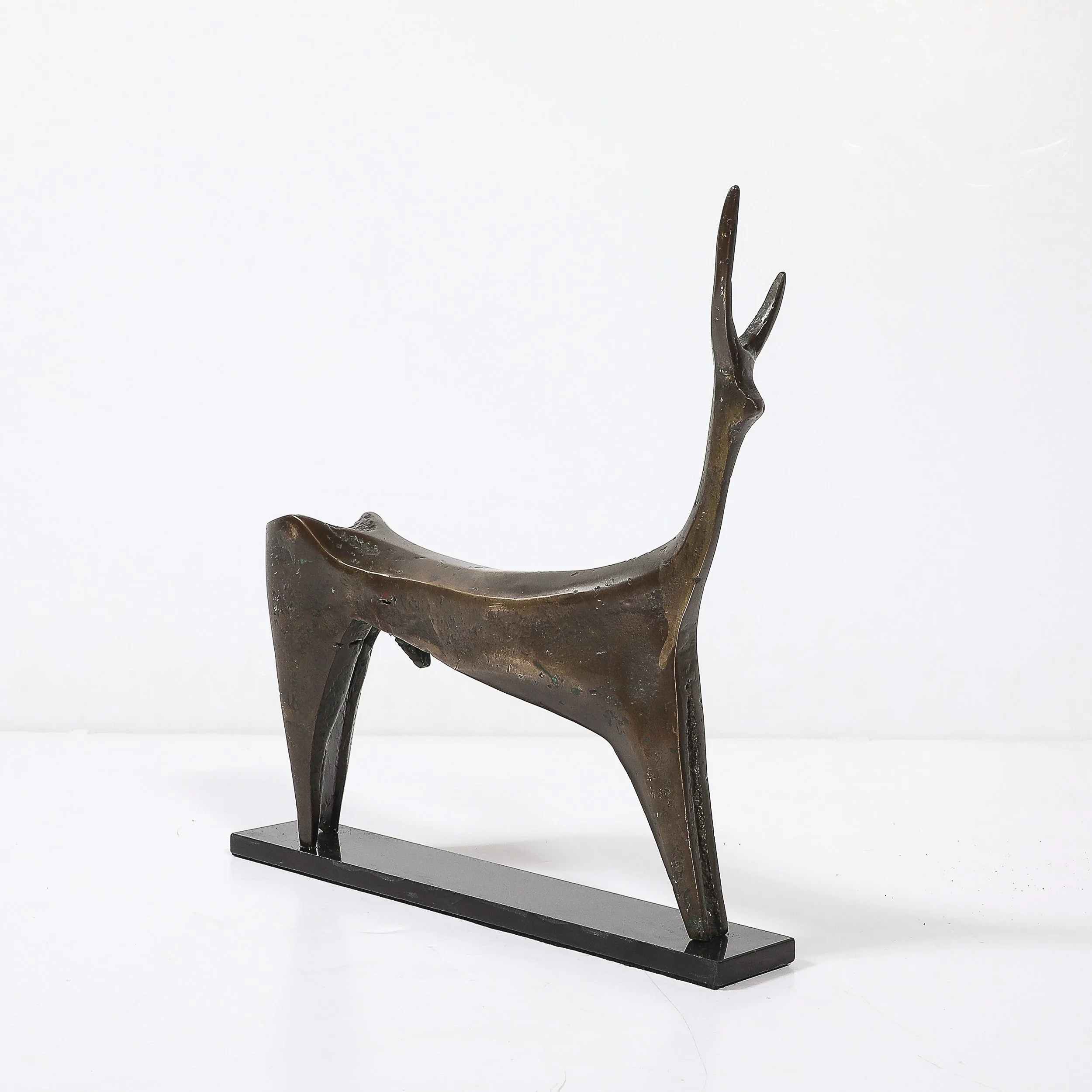 Mid-Century Modernist Bronze Deer Sculpture signed Aharon Bezalel — image 7