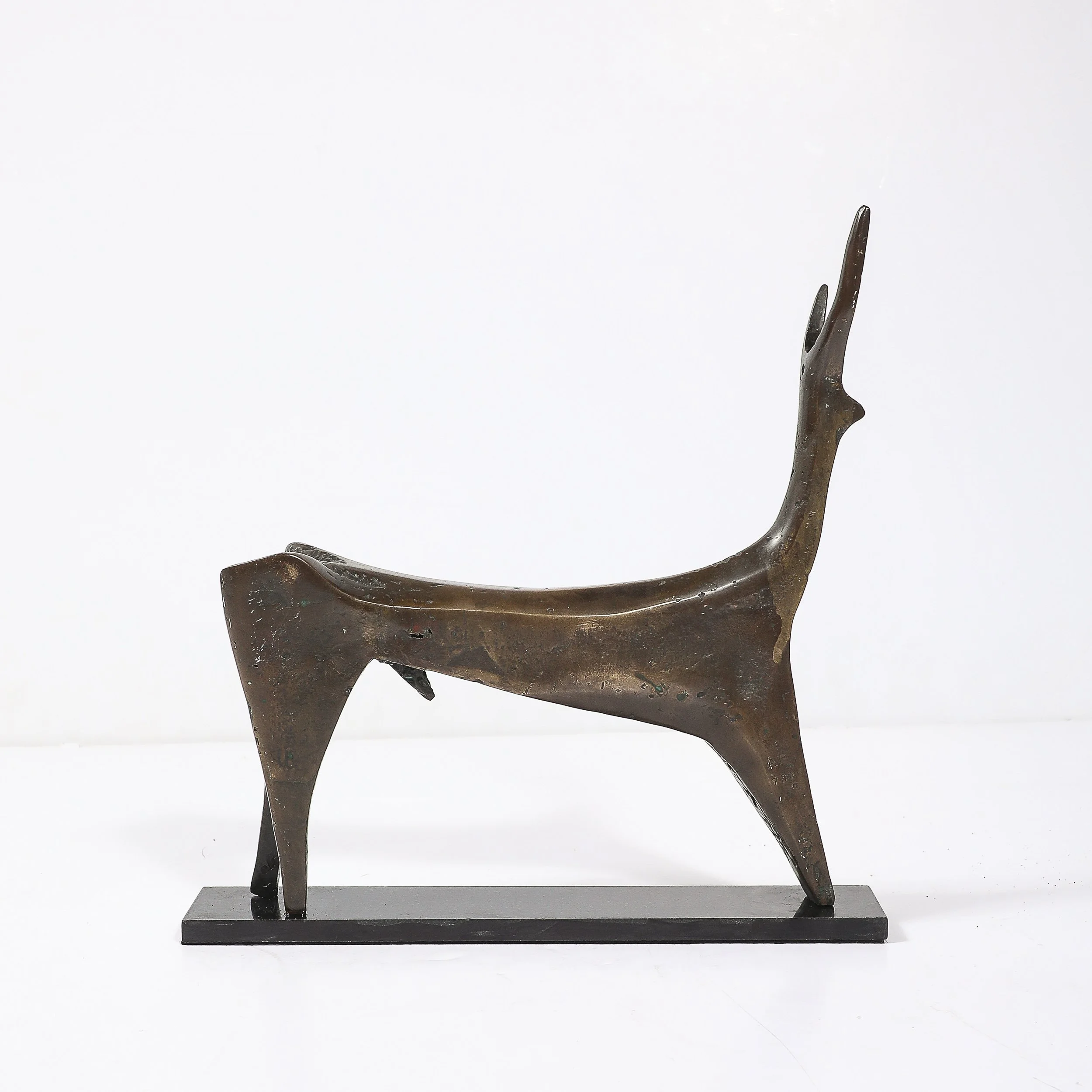 Mid-Century Modernist Bronze Deer Sculpture signed Aharon Bezalel — image 8