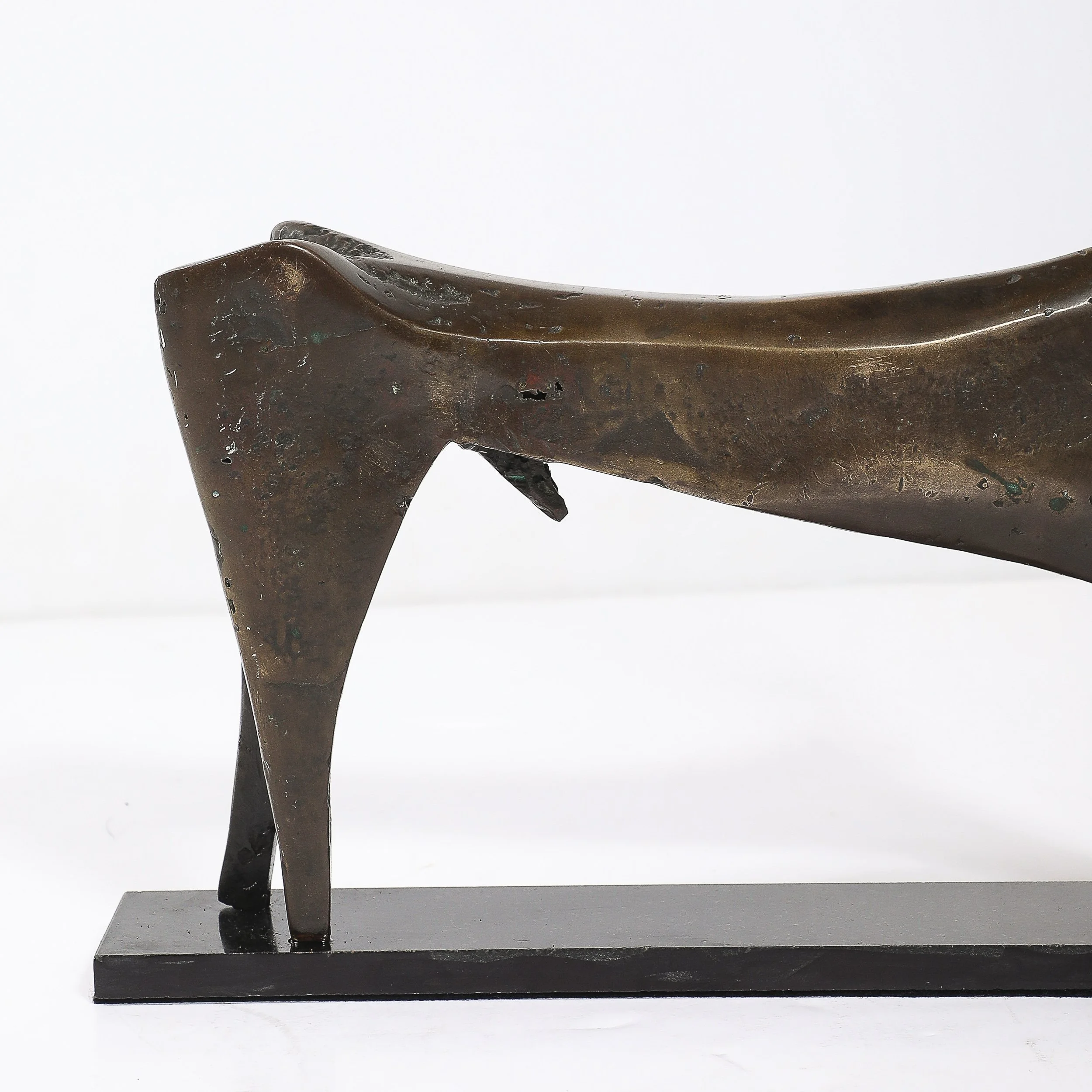 Mid-Century Modernist Bronze Deer Sculpture signed Aharon Bezalel — image 9