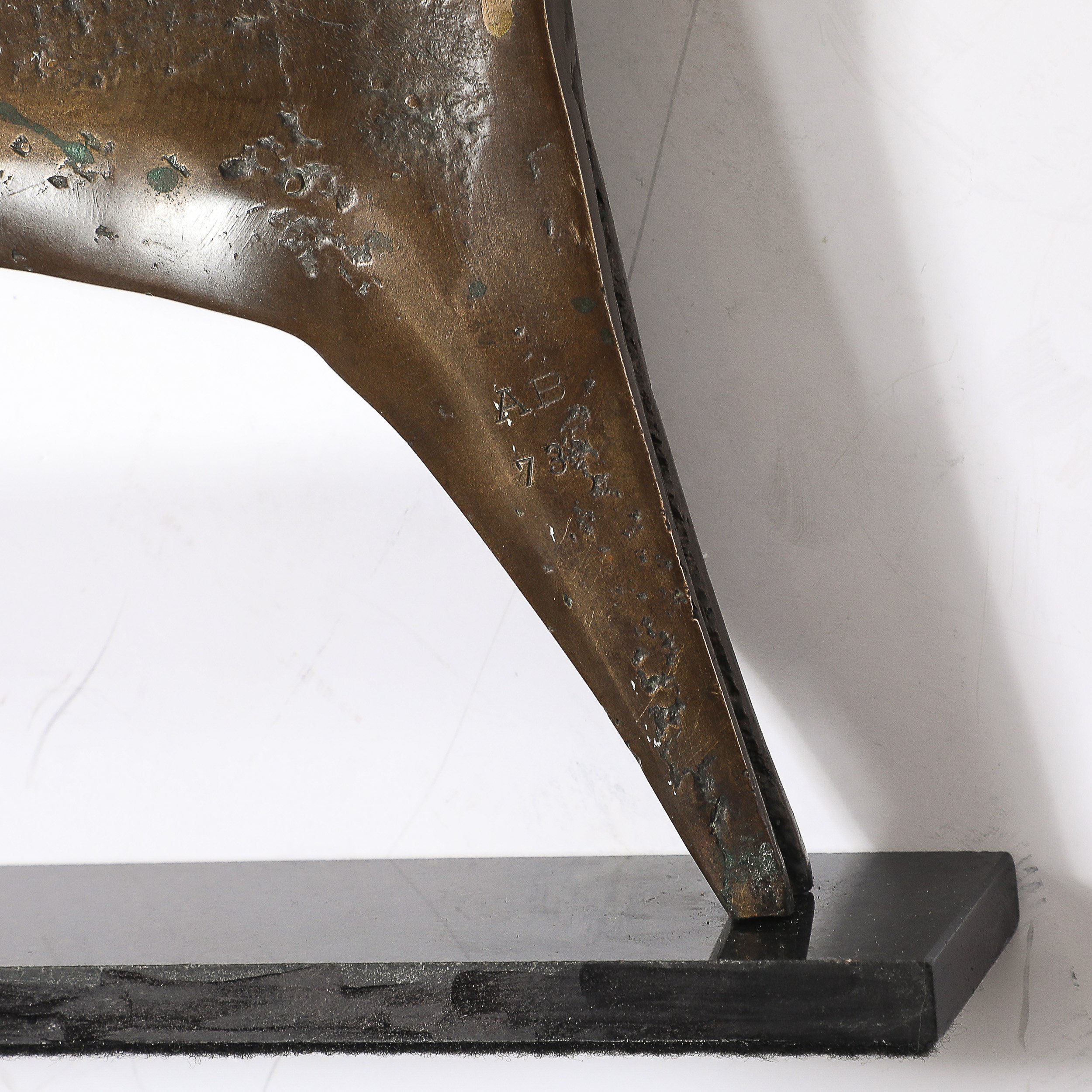 Mid-Century Modernist Bronze Deer Sculpture signed Aharon Bezalel — image 10