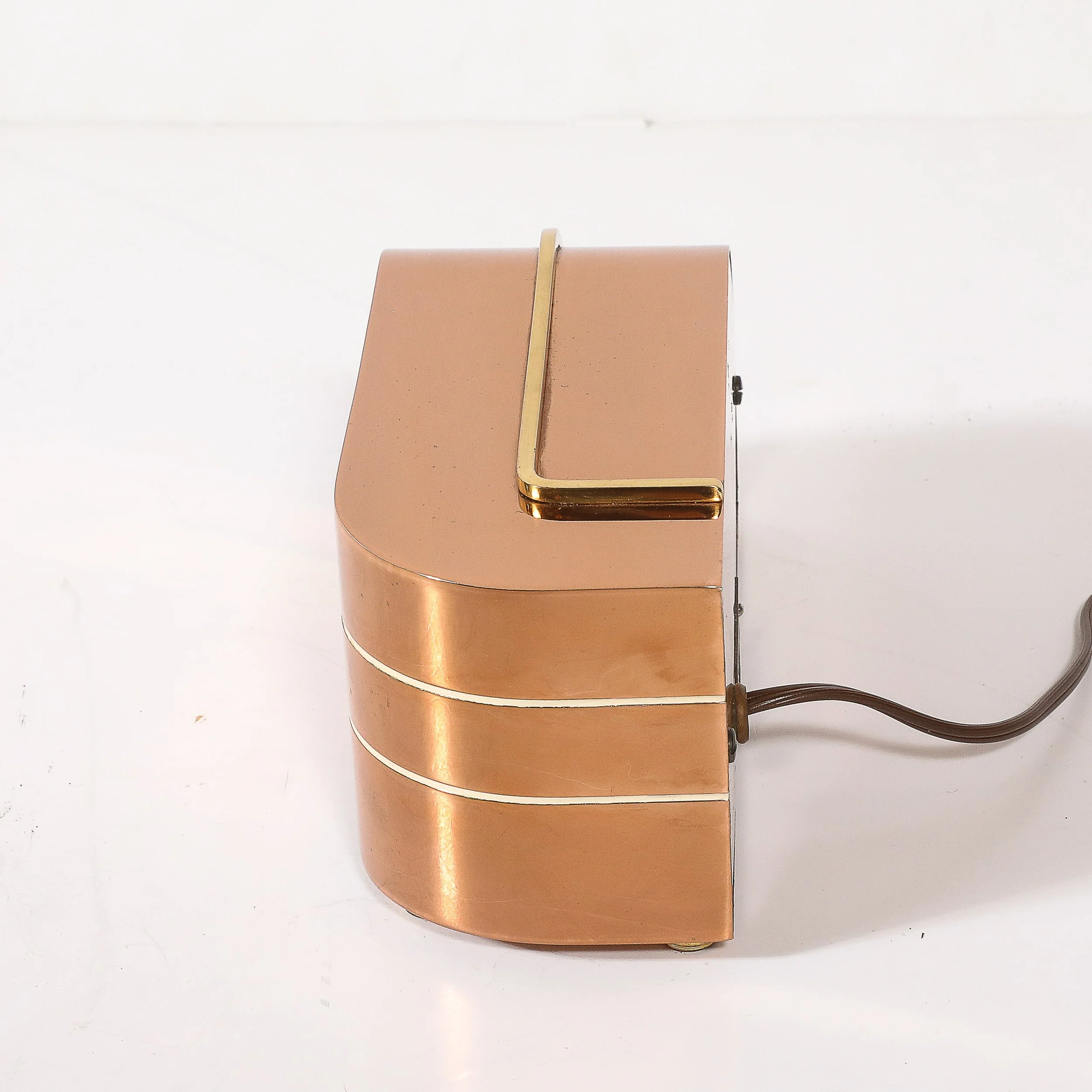 Art Deco Lawson Model P-40 "Zephyr" Streamlined Copper & Brass Electric Clock — image 5