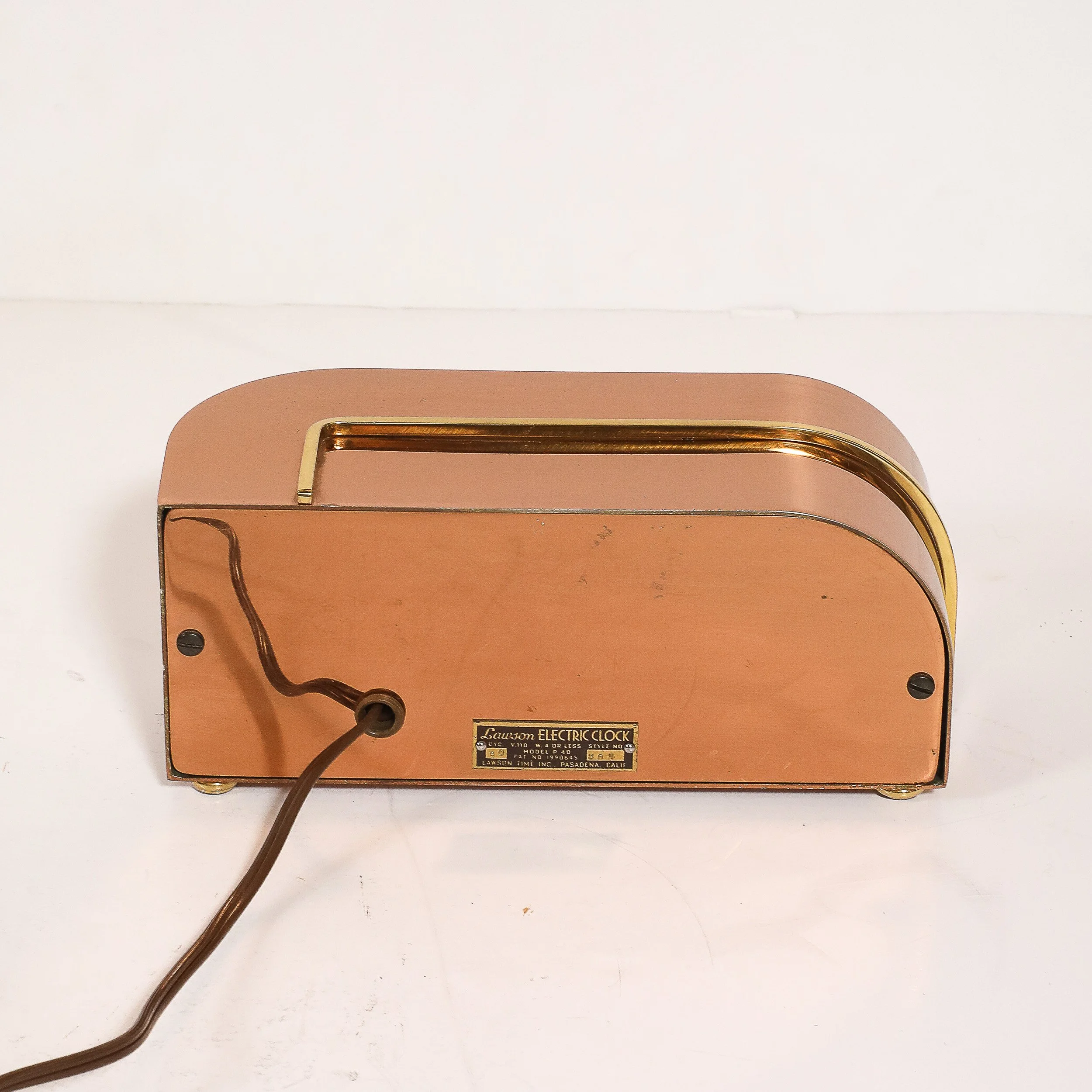 Art Deco Lawson Model P-40 "Zephyr" Streamlined Copper & Brass Electric Clock — image 6
