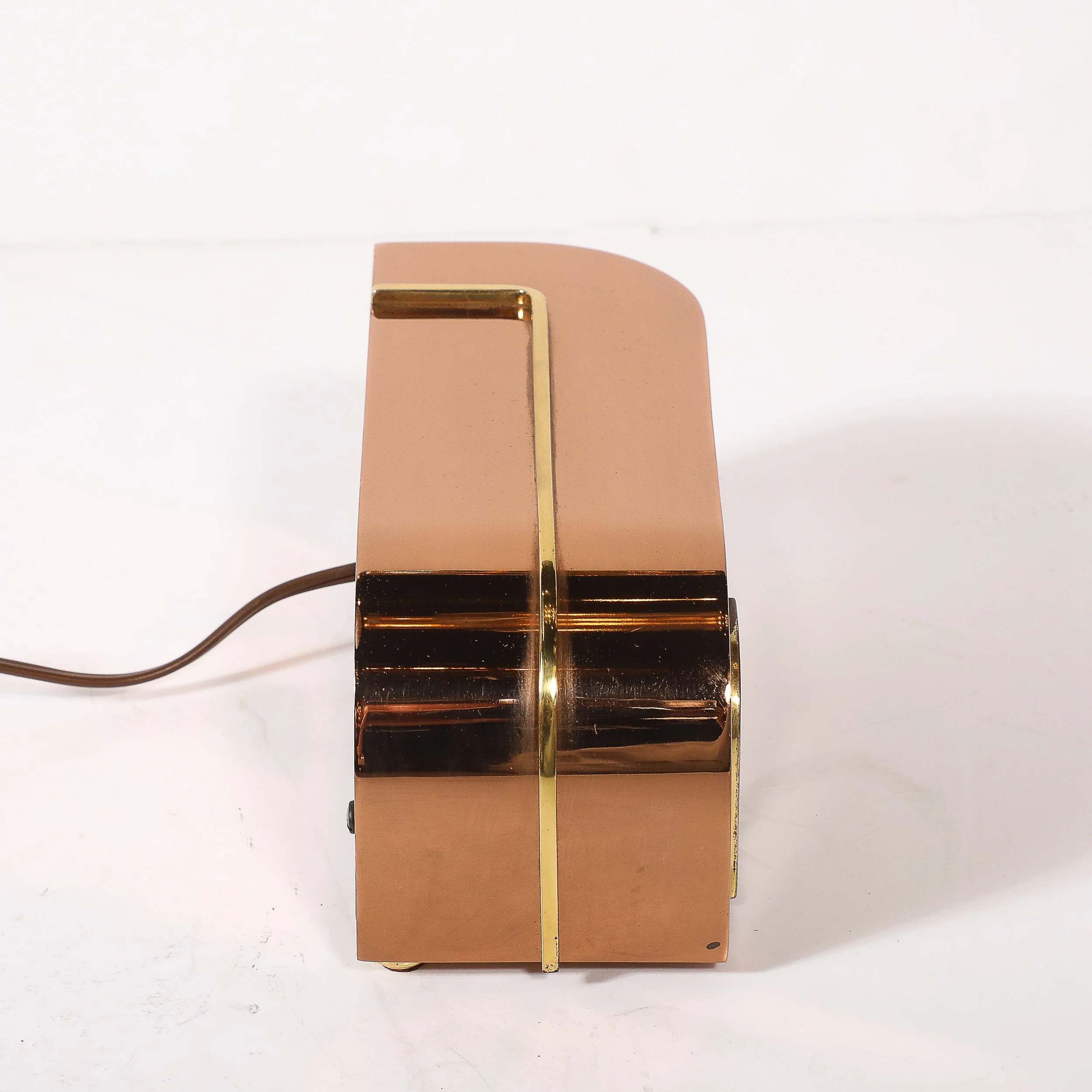 Art Deco Lawson Model P-40 "Zephyr" Streamlined Copper & Brass Electric Clock — image 7