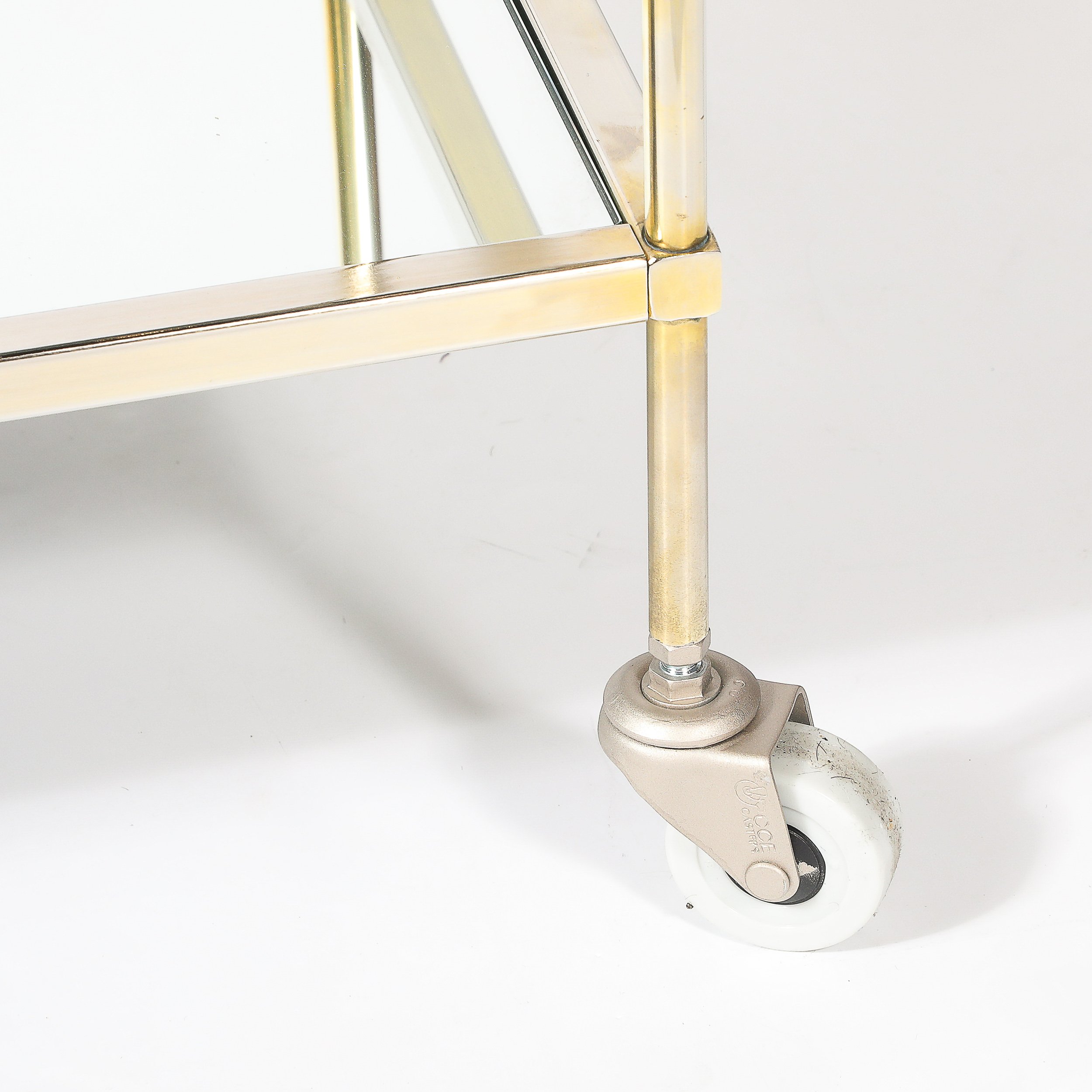 Mid-Century Modern Two-Tier Bar Cart in Antiqued Nickel Finish — image 4