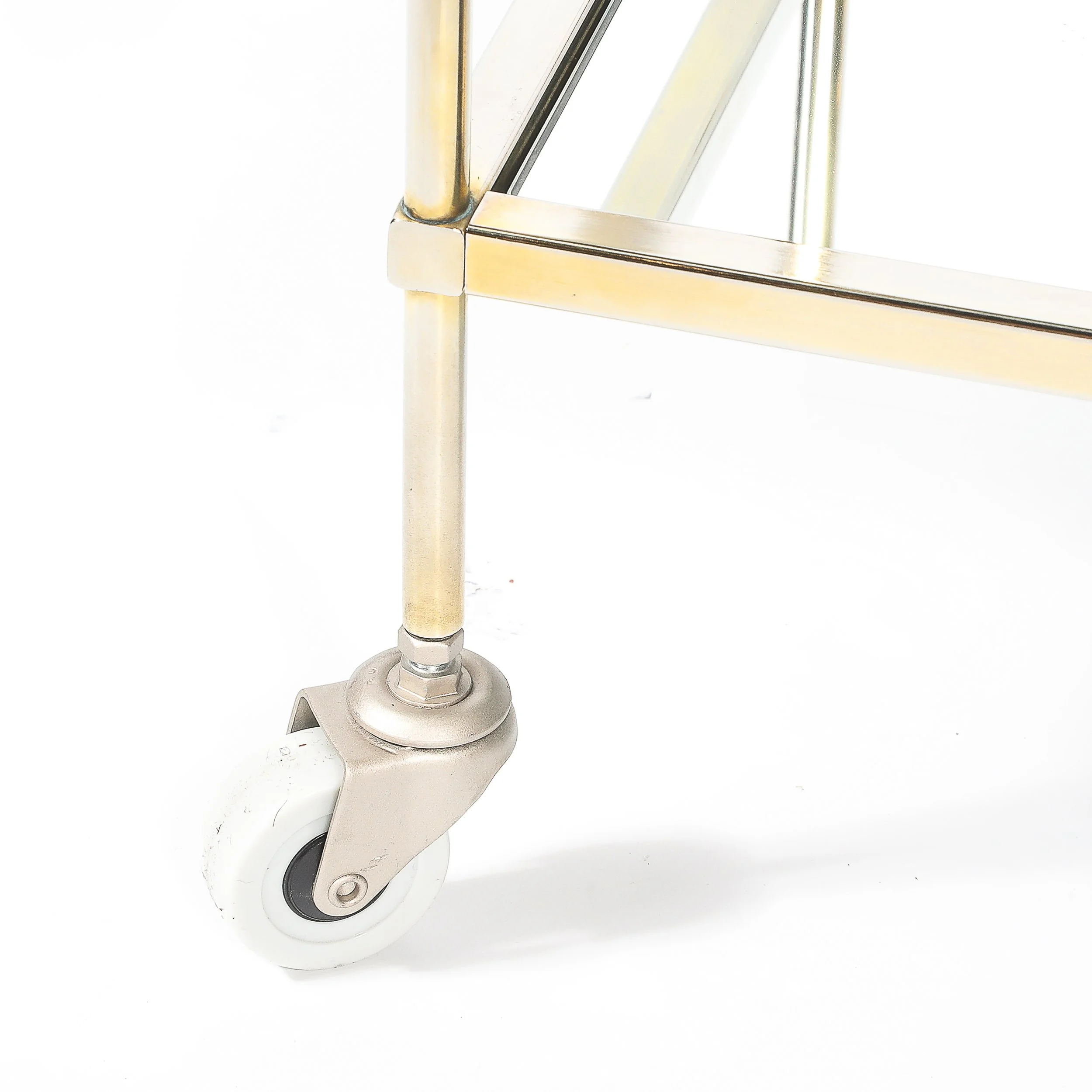 Mid-Century Modern Two-Tier Bar Cart in Antiqued Nickel Finish — image 6