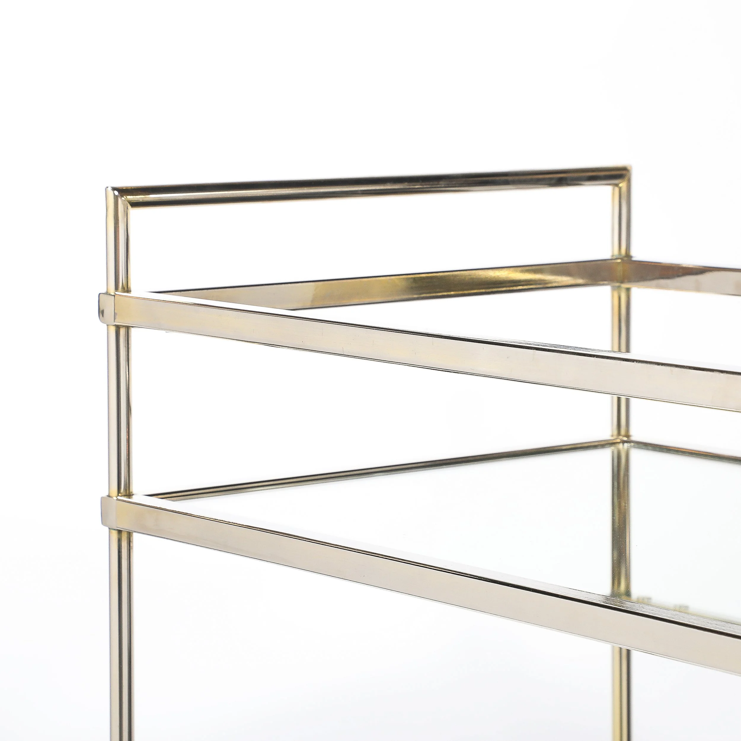 Mid-Century Modern Two-Tier Bar Cart in Antiqued Nickel Finish — image 7