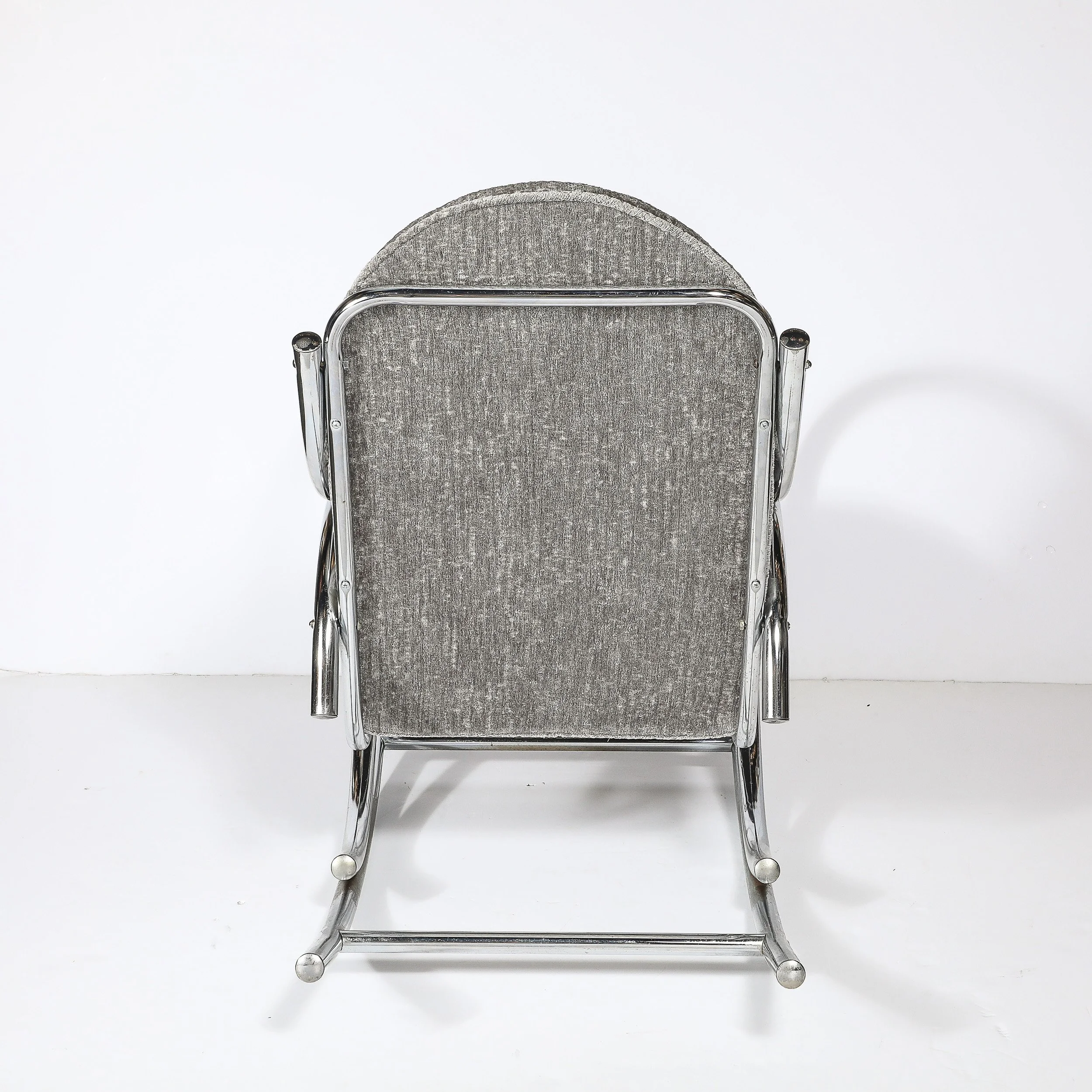 Mid-Century Tubular Chrome Rocking Chair with Holly Hunt Upholstery — image 9