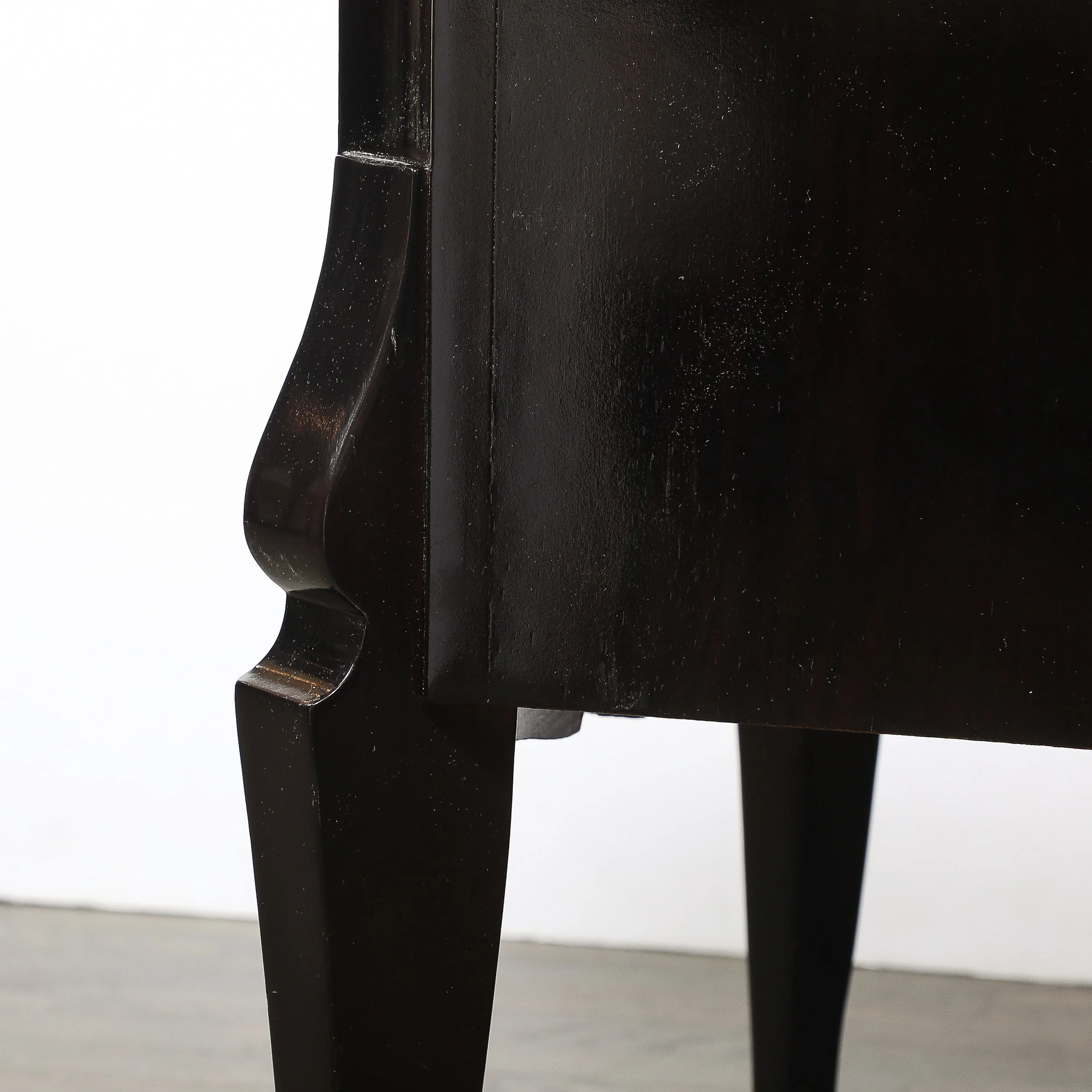 Art Deco Directoire Style Ebonized Nightstands W/Shagreen Fronts & Mirrored Tops — image 9