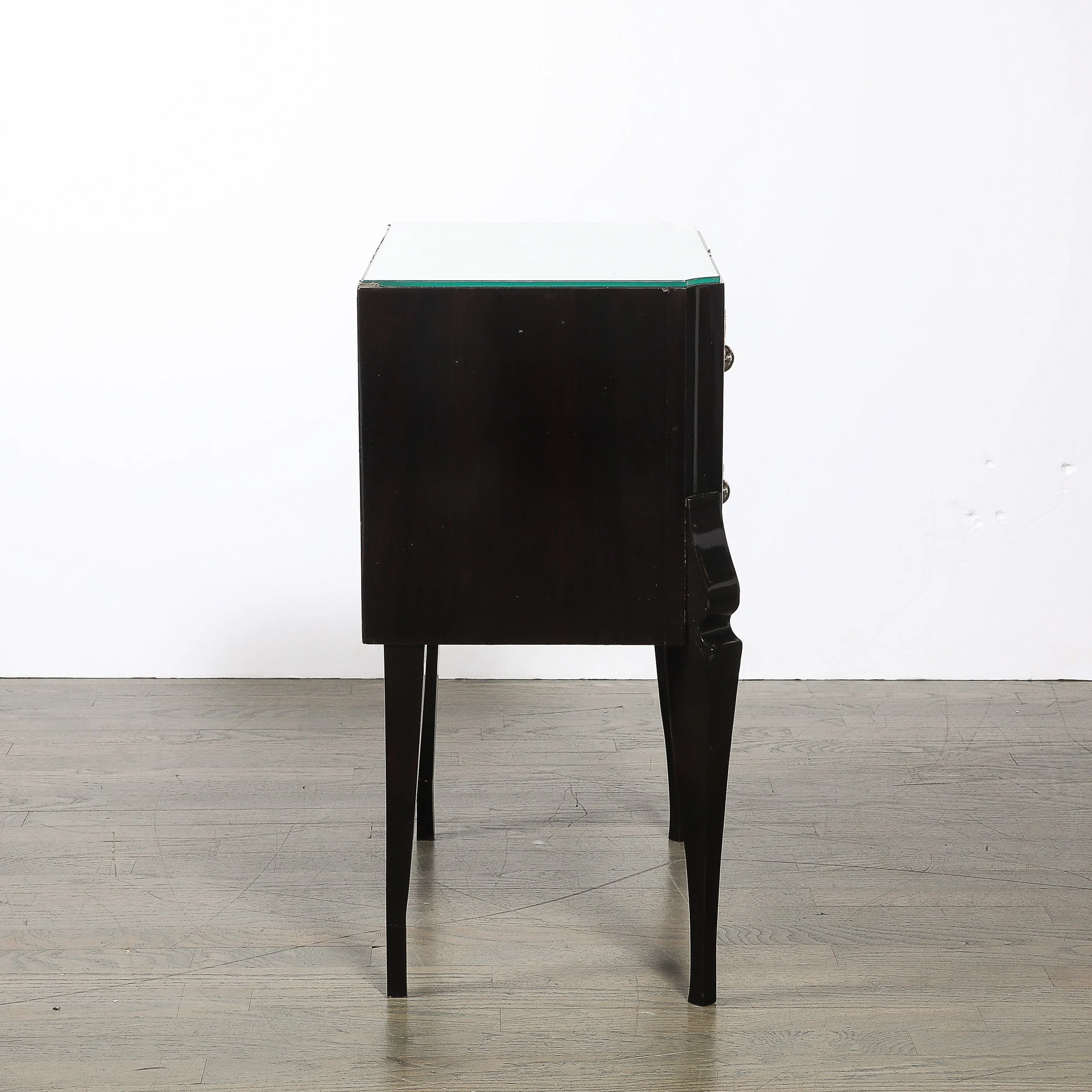 Art Deco Directoire Style Ebonized Nightstands W/Shagreen Fronts & Mirrored Tops — image 10
