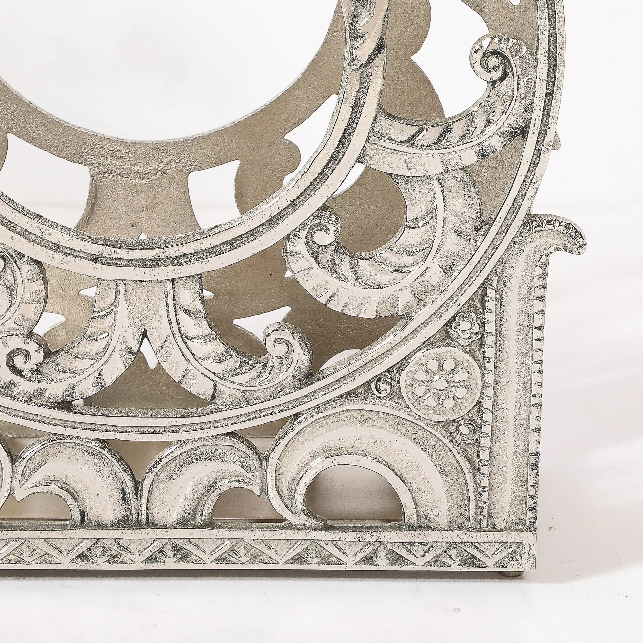 Art Deco Nickeled Bronze Magazine Stand of Stylized Leaping Greyhound — image 5