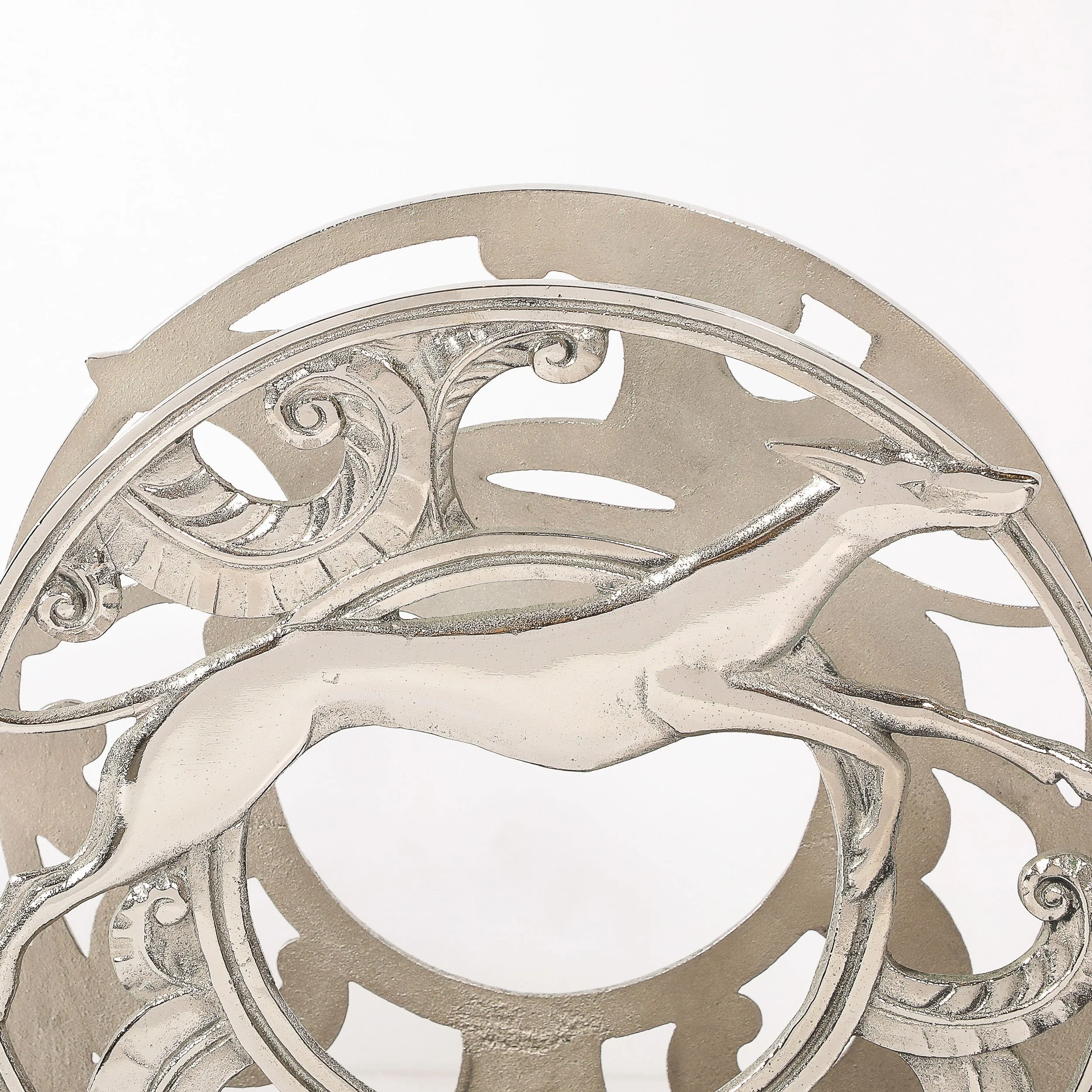 Art Deco Nickeled Bronze Magazine Stand of Stylized Leaping Greyhound — image 6