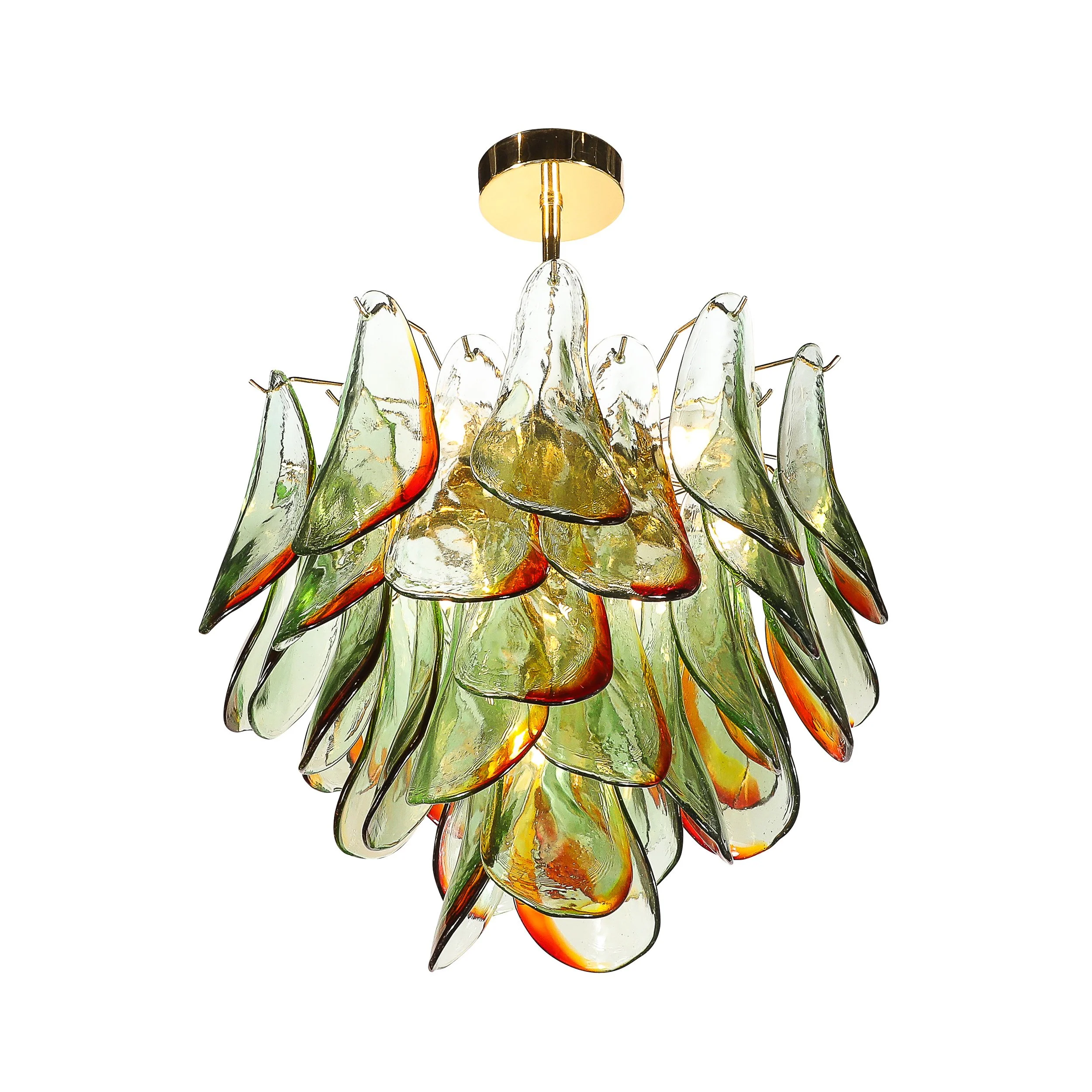 Mid-Century Signed Barbini Hand-Blown Murano Peacock Glass Chandelier — image 1