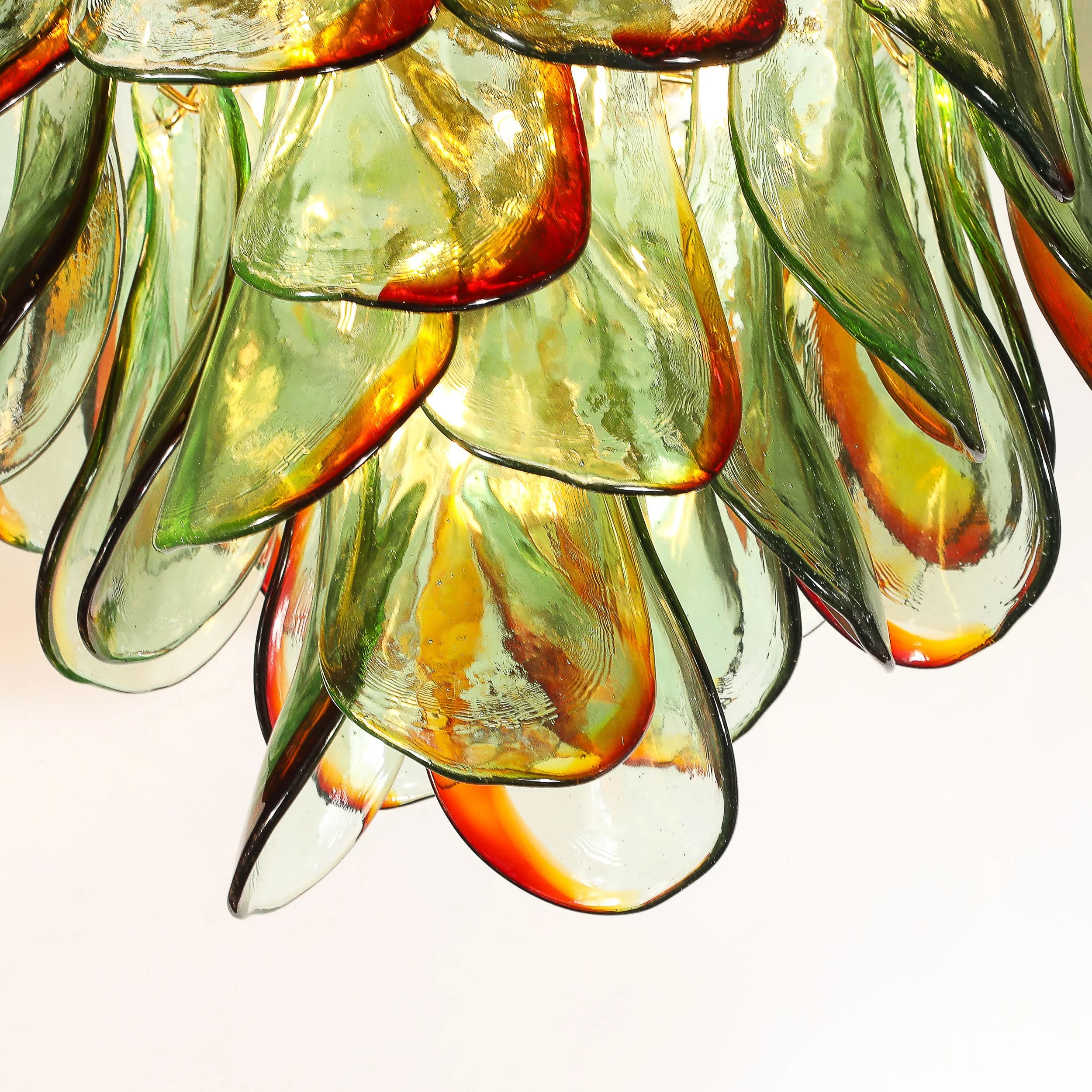 Mid-Century Signed Barbini Hand-Blown Murano Peacock Glass Chandelier — image 2