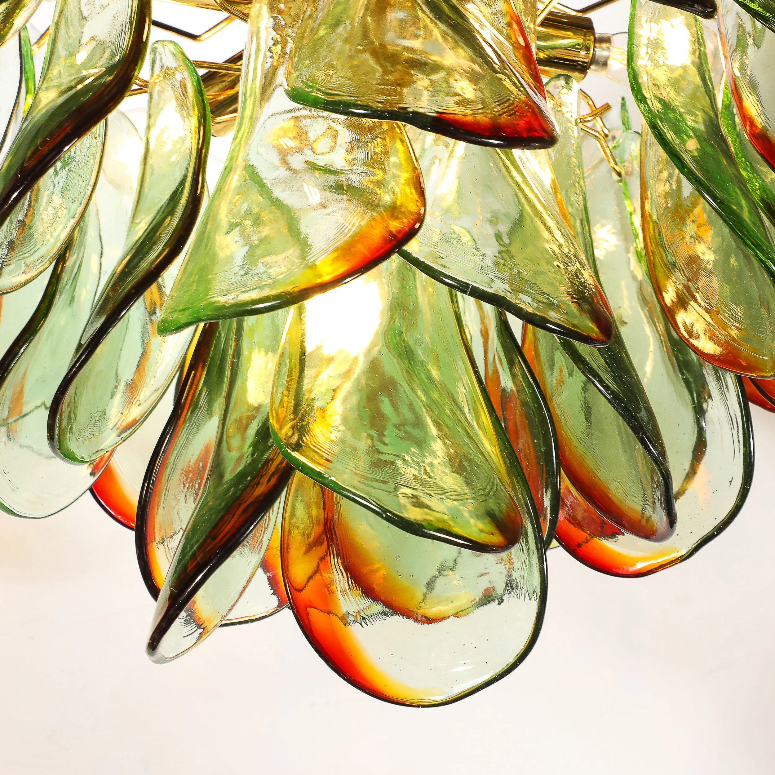 Mid-Century Signed Barbini Hand-Blown Murano Peacock Glass Chandelier — image 3