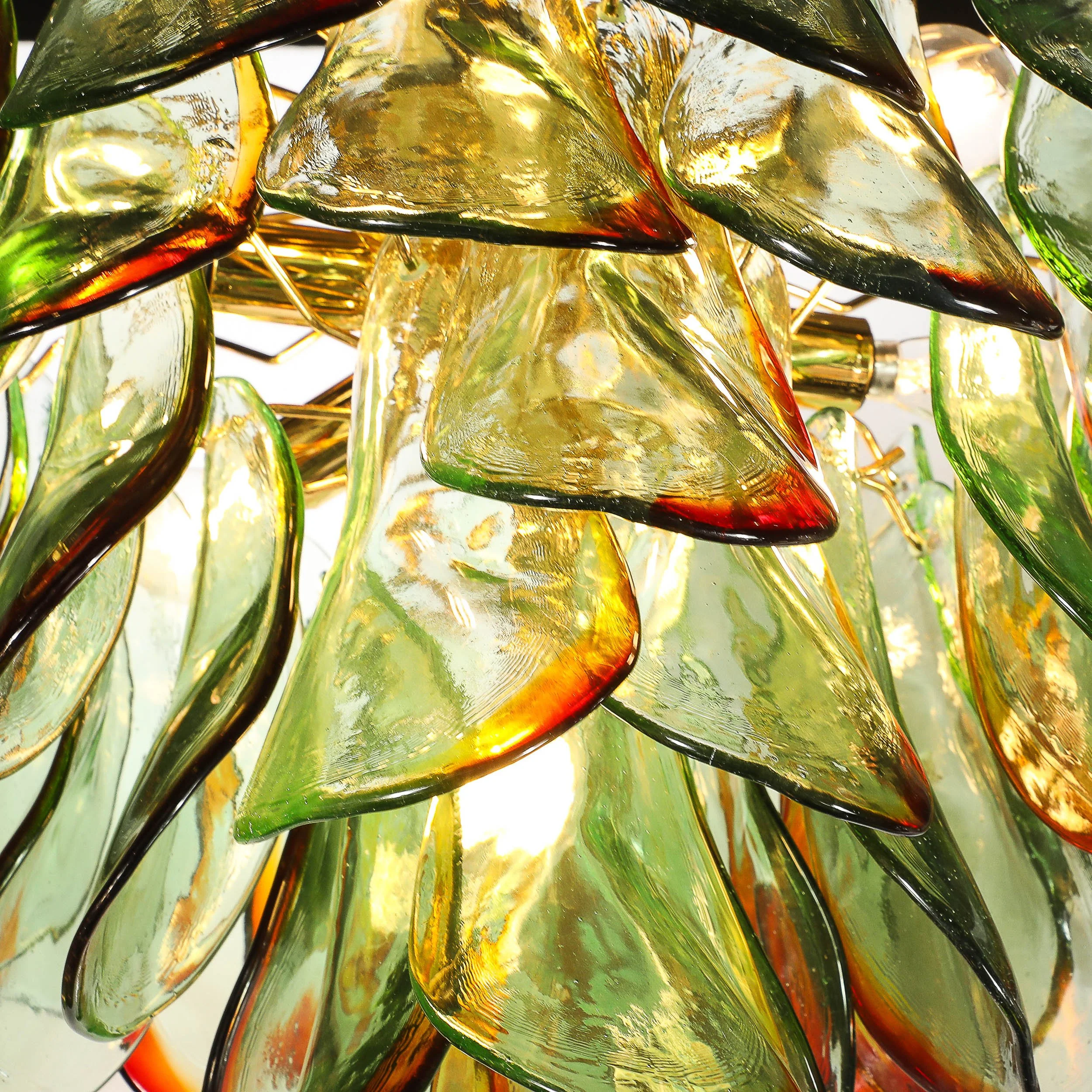 Mid-Century Signed Barbini Hand-Blown Murano Peacock Glass Chandelier — image 4