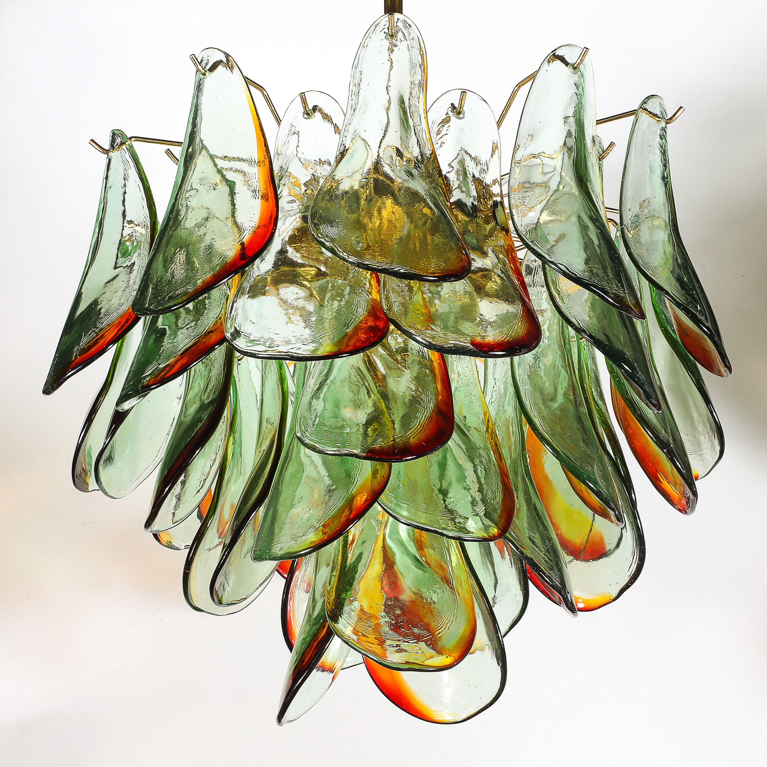 Mid-Century Signed Barbini Hand-Blown Murano Peacock Glass Chandelier — image 5