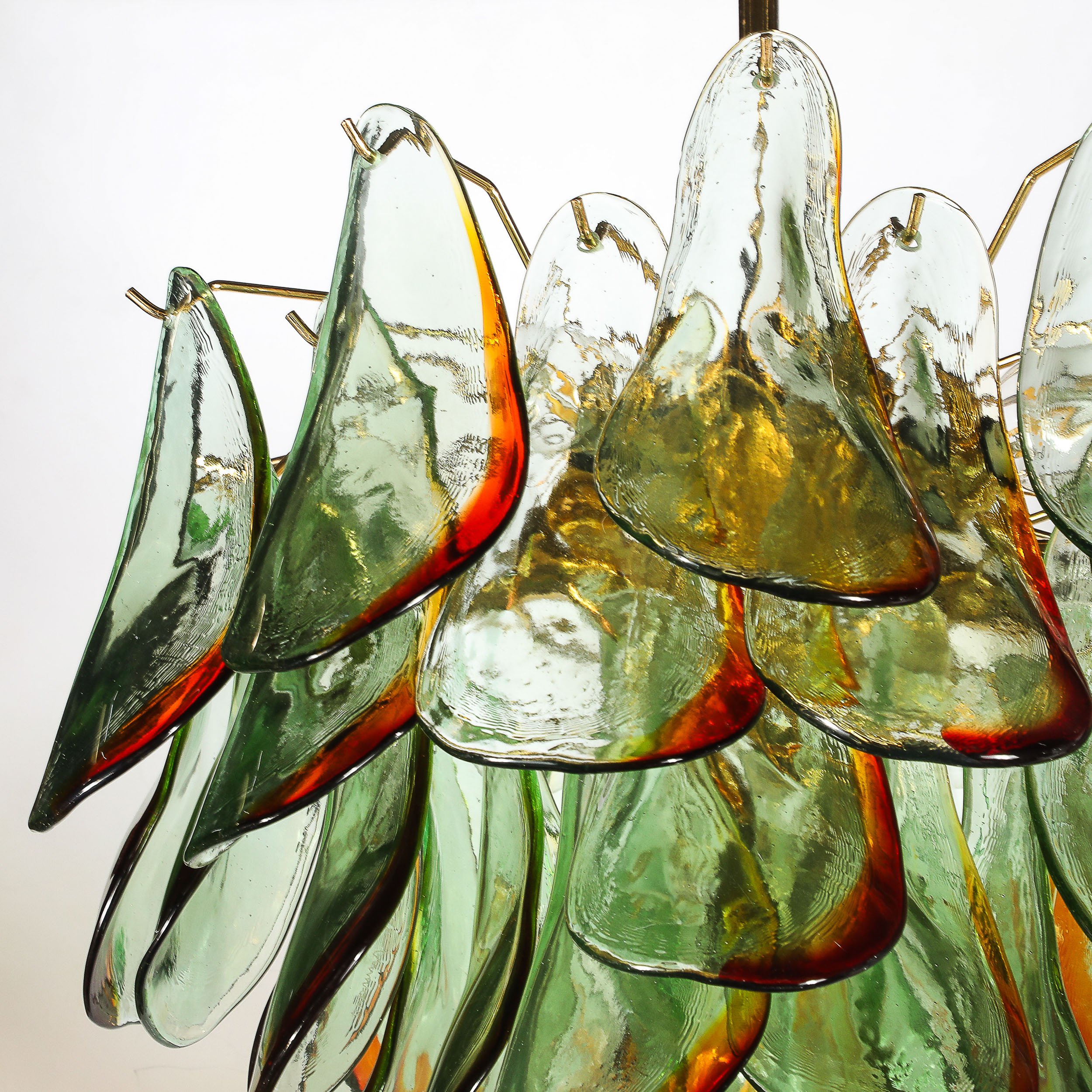 Mid-Century Signed Barbini Hand-Blown Murano Peacock Glass Chandelier — image 6
