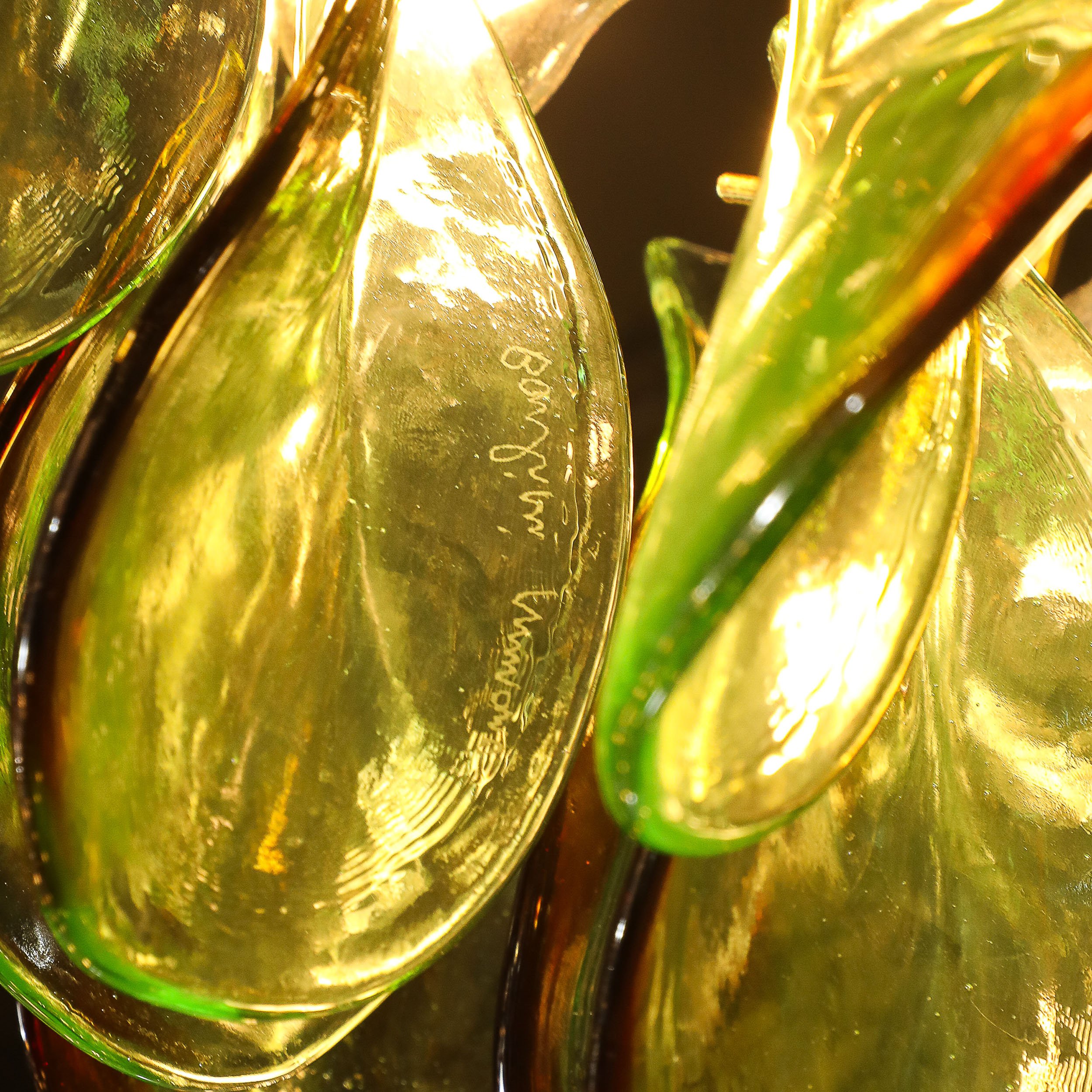 Mid-Century Signed Barbini Hand-Blown Murano Peacock Glass Chandelier — image 7
