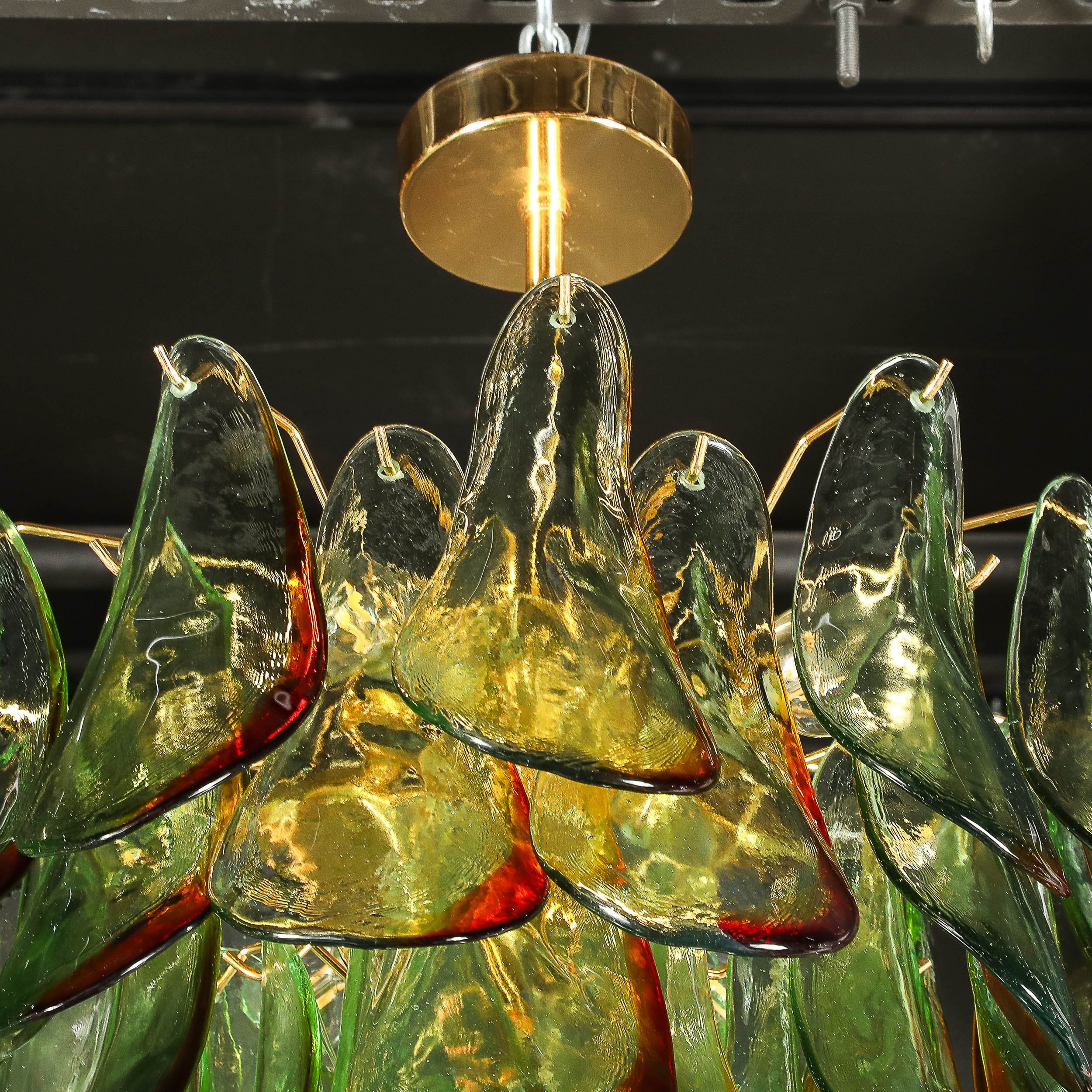 Mid-Century Signed Barbini Hand-Blown Murano Peacock Glass Chandelier — image 8