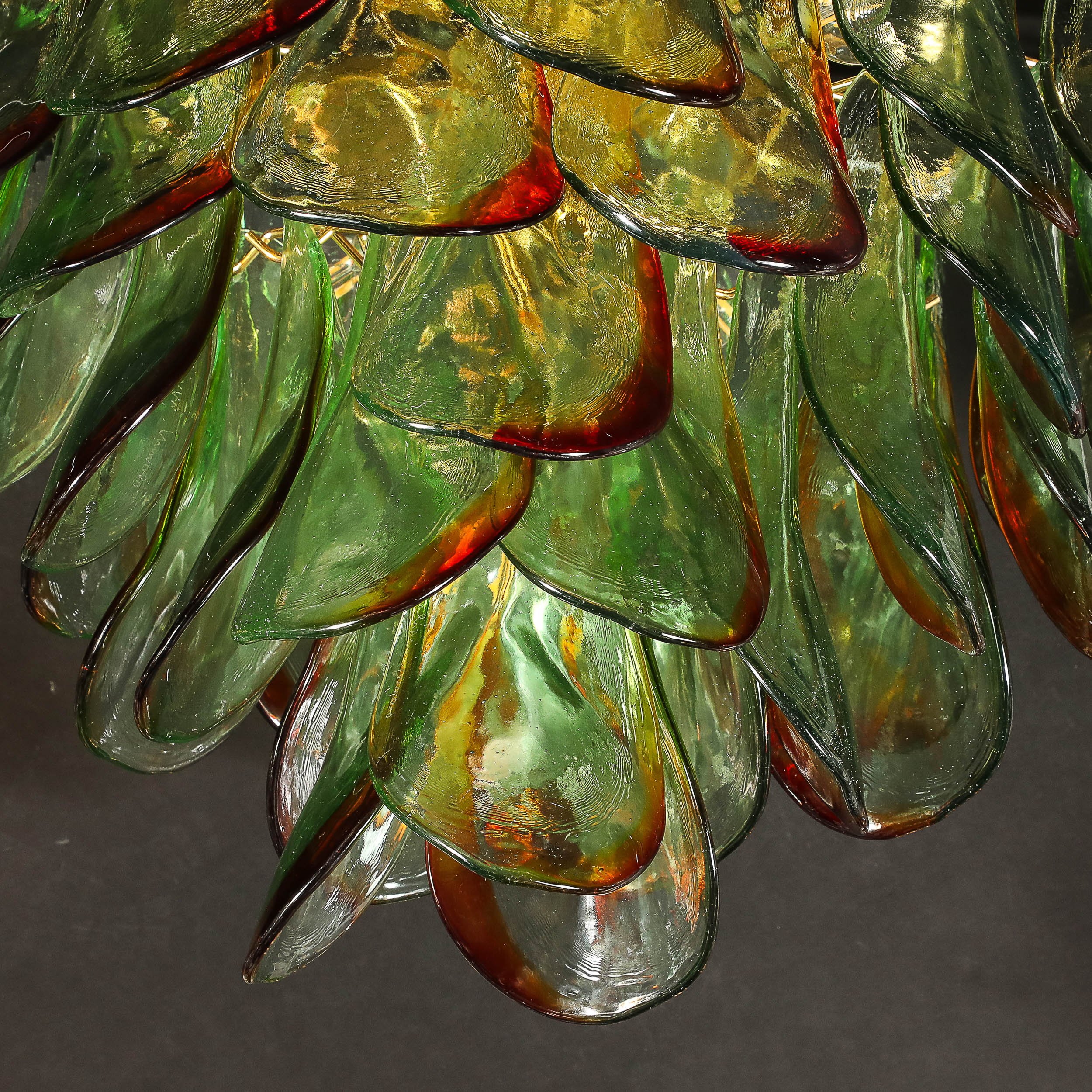 Mid-Century Signed Barbini Hand-Blown Murano Peacock Glass Chandelier — image 9