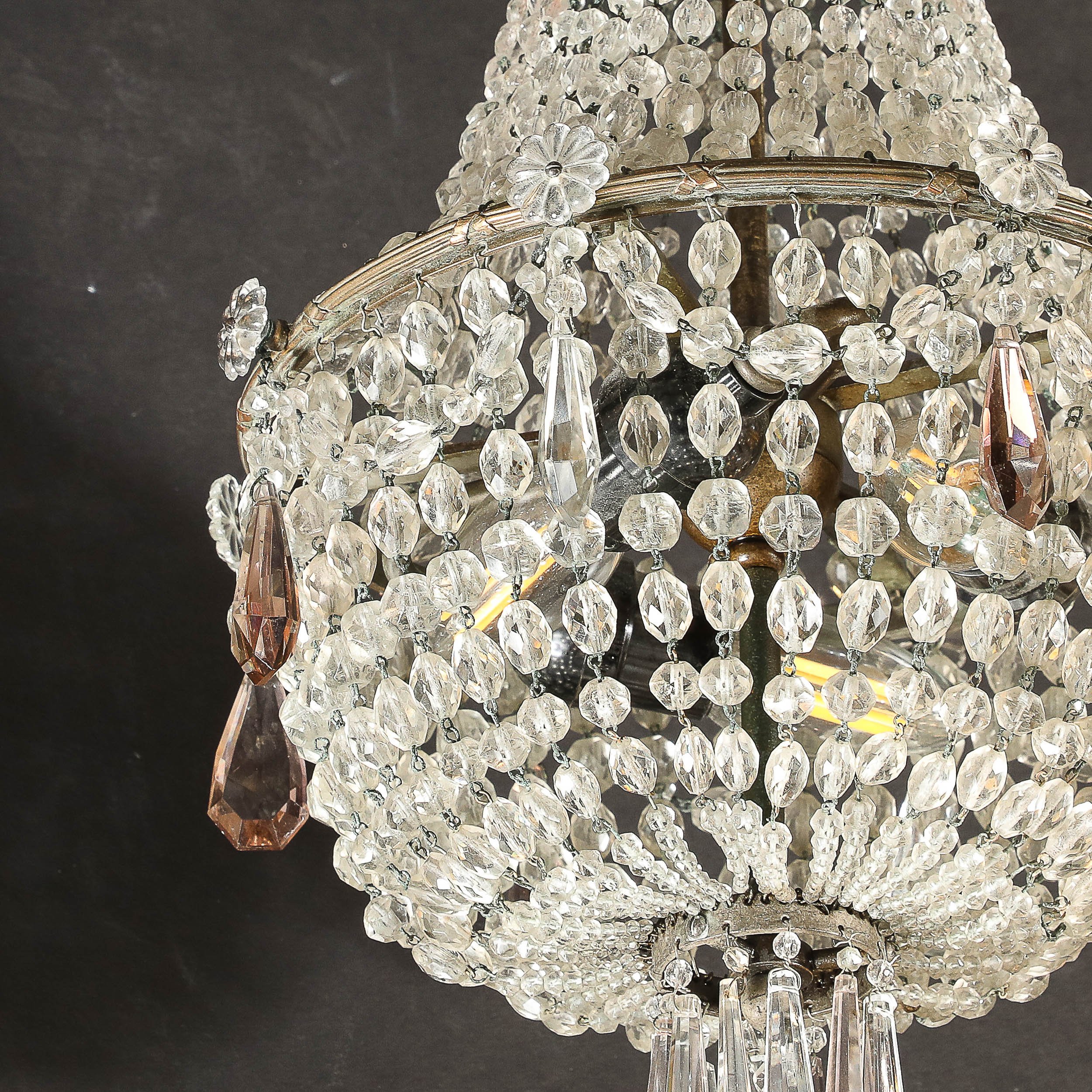 Hollywood Regency Crystal Beaded Chandelier w/ Gilt Bronze Fittings by Baccarat — image 2